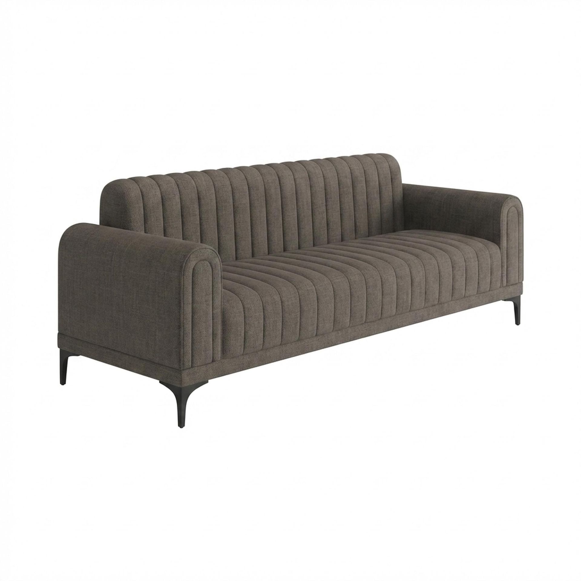 Hayden Home Premium New York 3 Seater Sofa, Matt Black Leg, Essential Chestnut Brown Upholstery