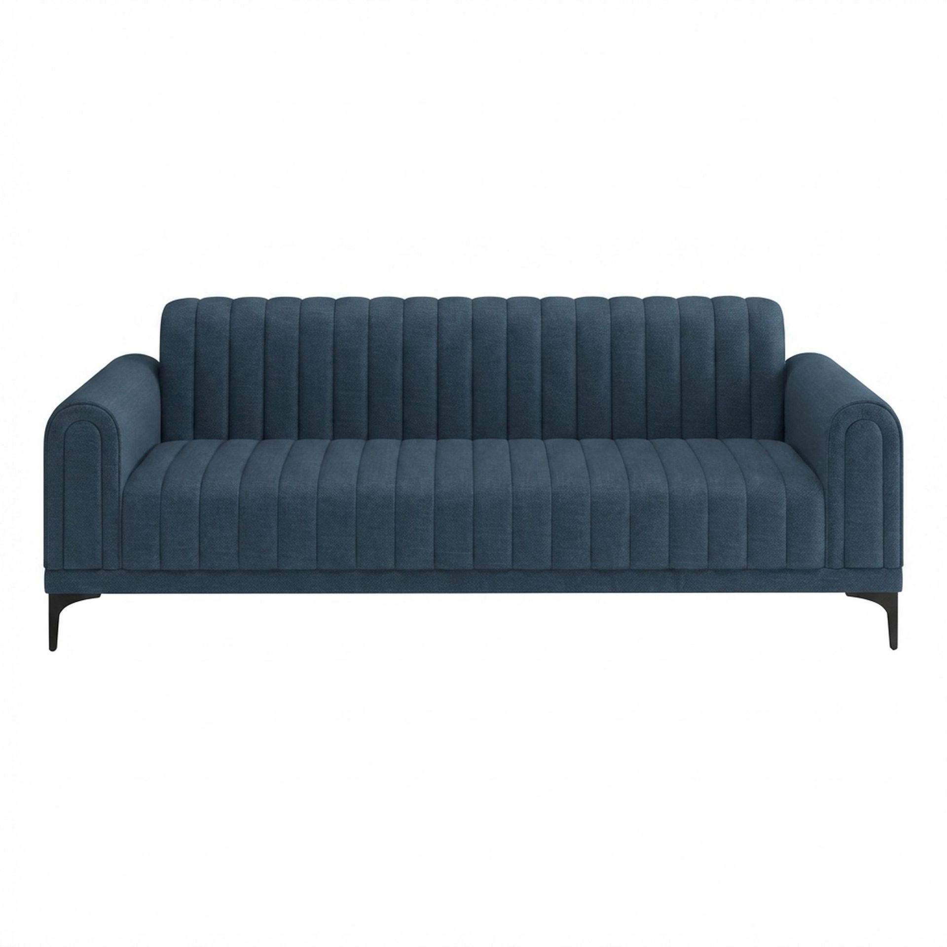 Hayden Home Premium New York 3 Seater Sofa, Matt Black Leg, Essential Aegean Blue Upholstery