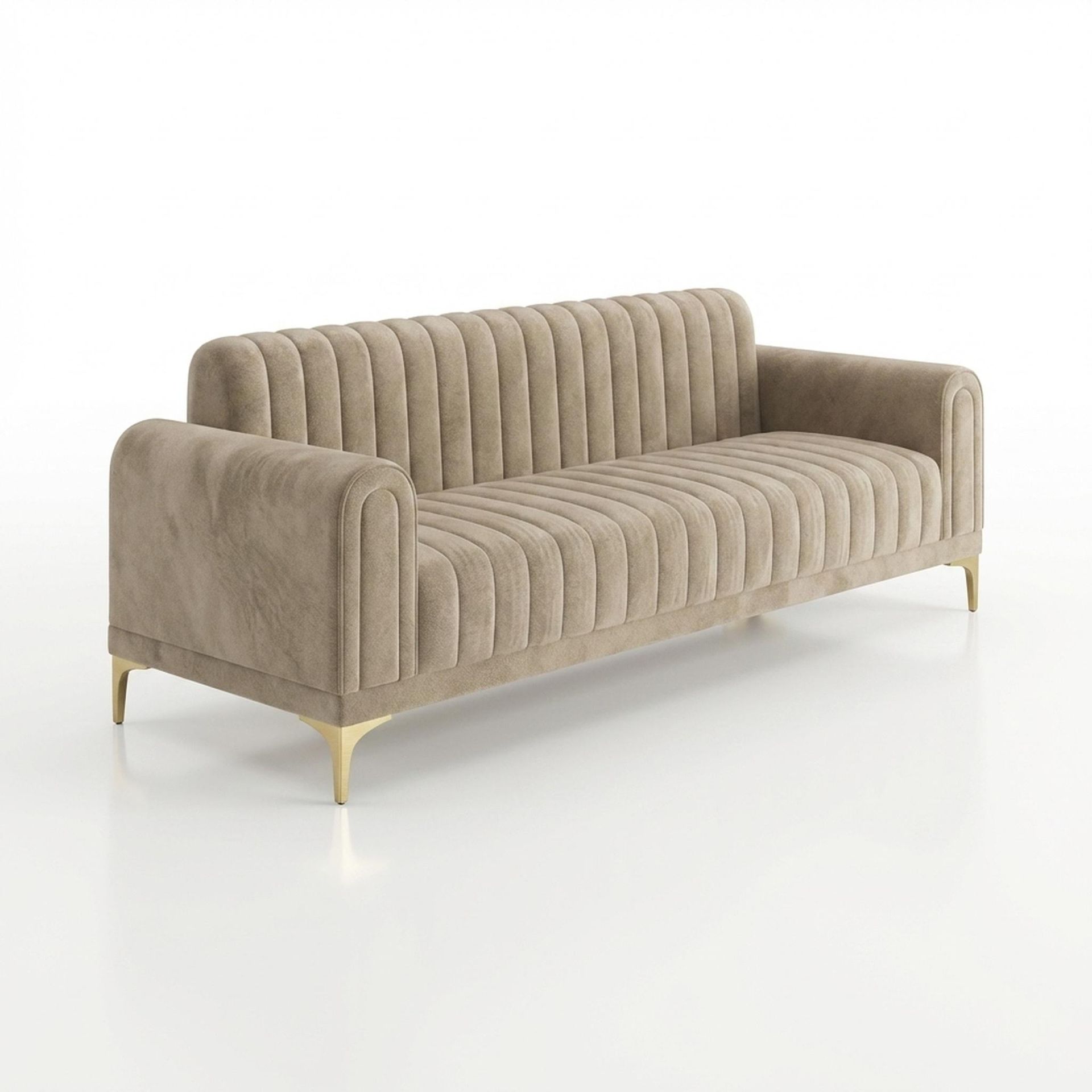Hayden Home Premium New York 3 Seater Sofa, PVD Brushed Gold Leg, Premium Alabaster Upholstery