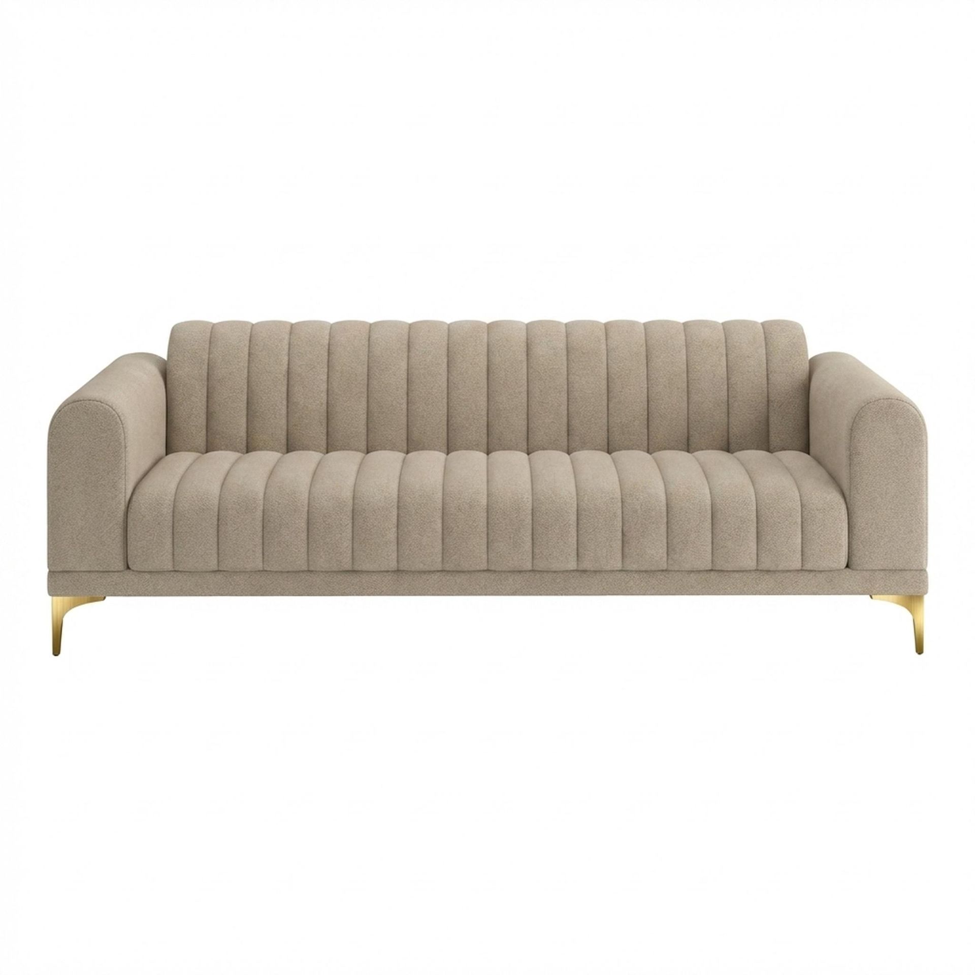 Hayden Home Premium New York 3 Seater Sofa, PVD Brushed Gold Leg, Premium Alabaster Upholstery
