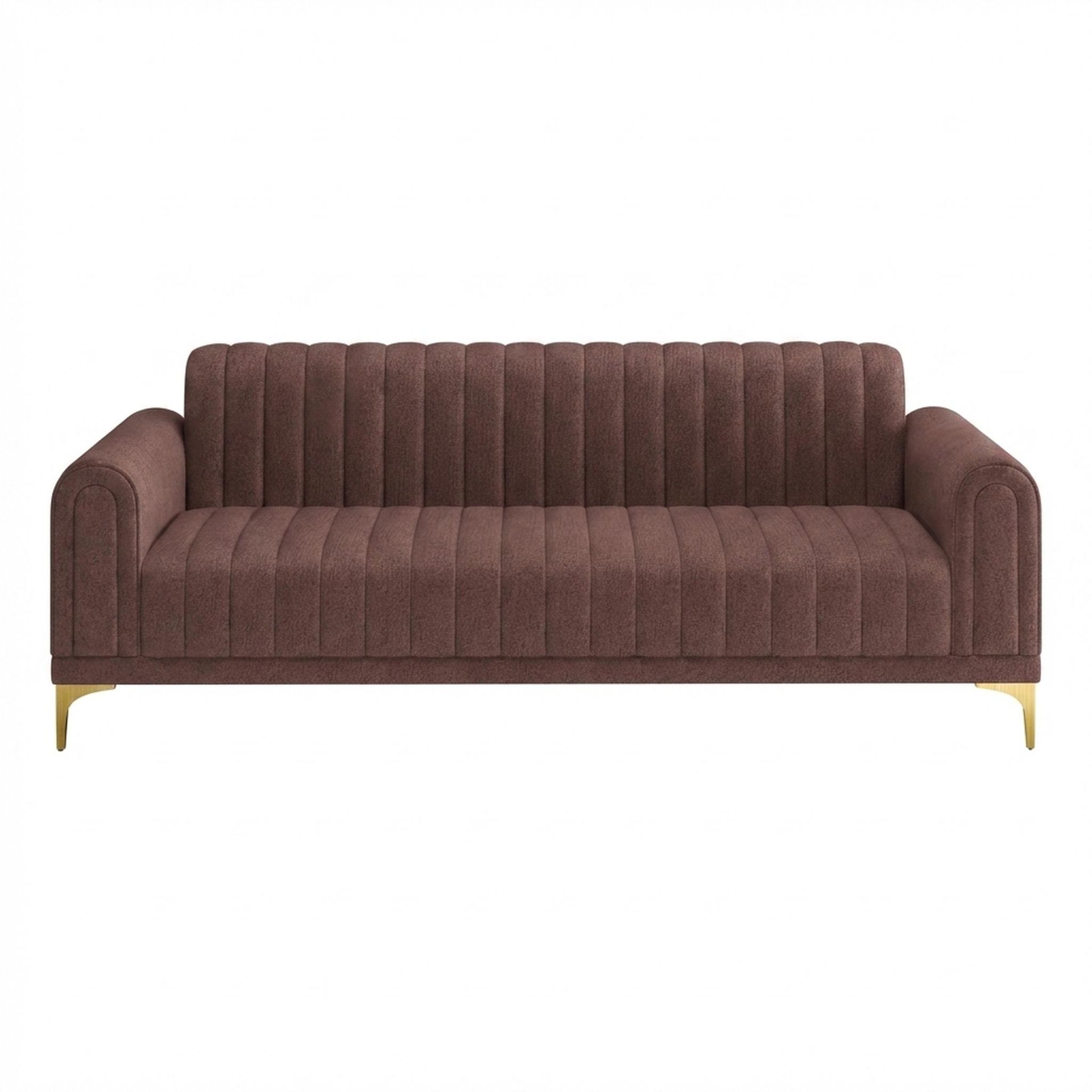 Hayden Home Premium New York 3 Seater Sofa, PVD Brushed Gold Leg, Premium Ballet Pink Upholstery
