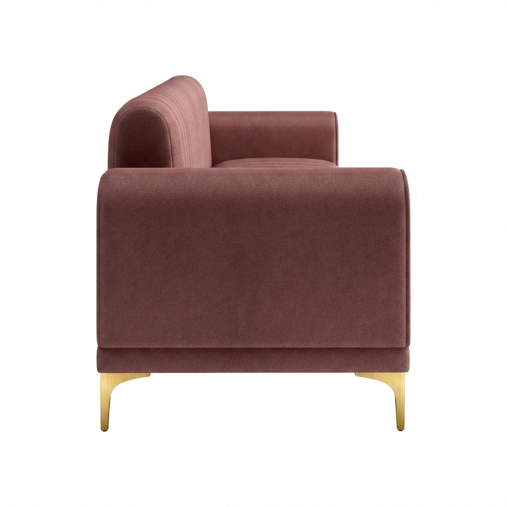 Hayden Home Premium New York 3 Seater Sofa, PVD Brushed Gold Leg, Premium Ballet Pink Upholstery