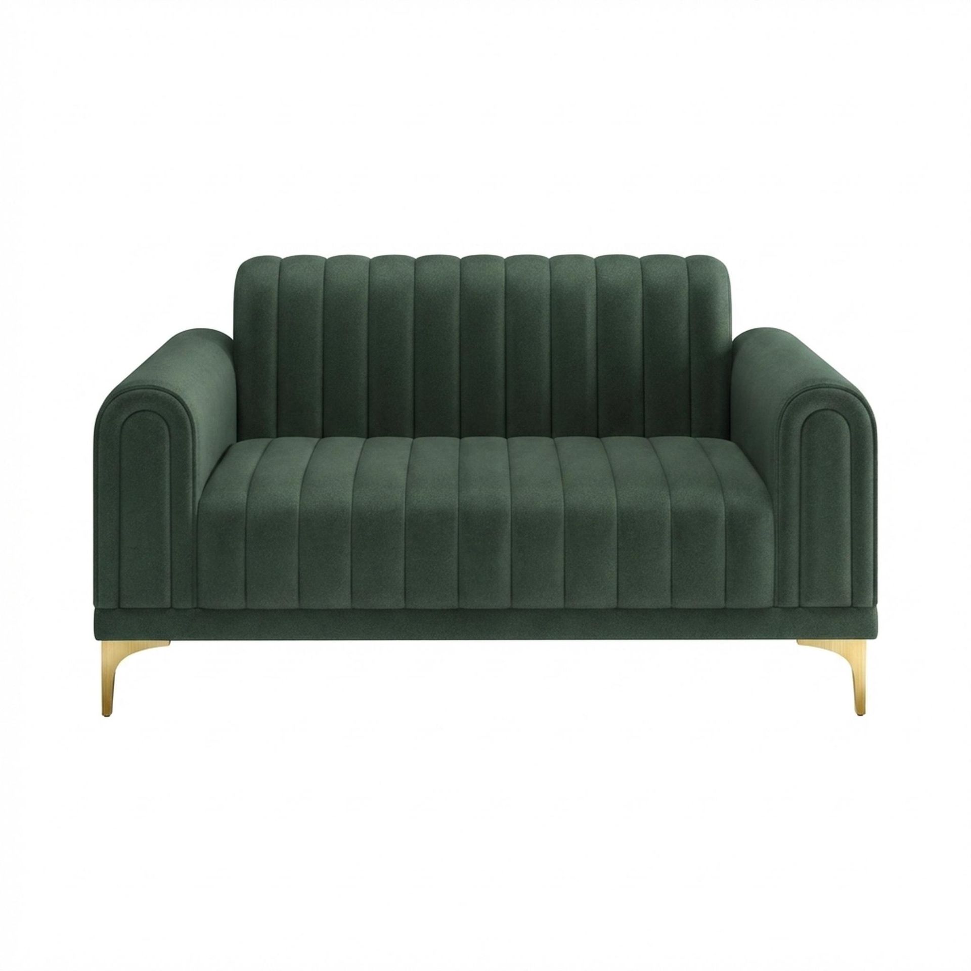 Hayden Home Premium New York 2 Seater Sofa, PVD Brushed Gold Leg, Premium Powder Green Upholstery