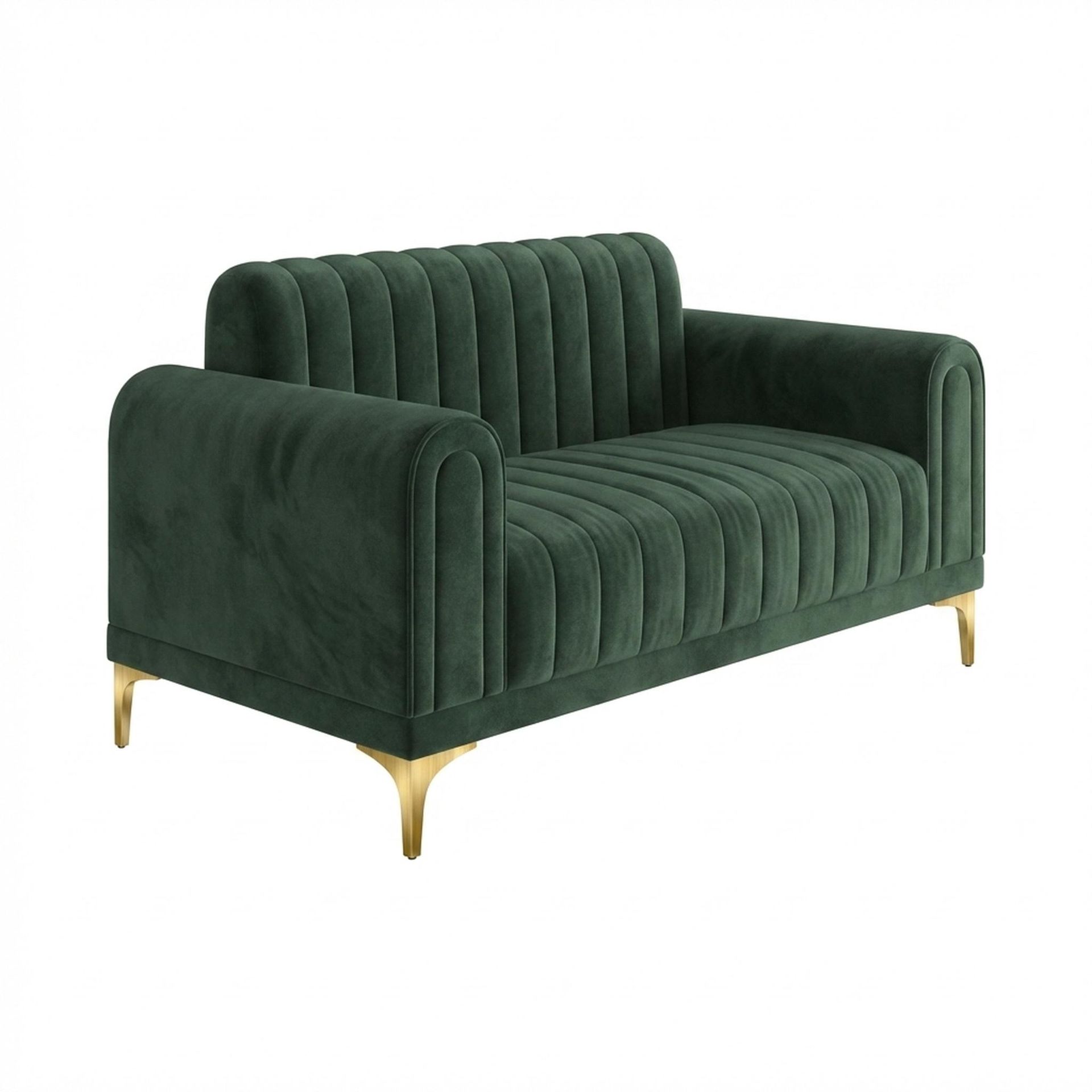 Hayden Home Premium New York 2 Seater Sofa, PVD Brushed Gold Leg, Premium Powder Green Upholstery