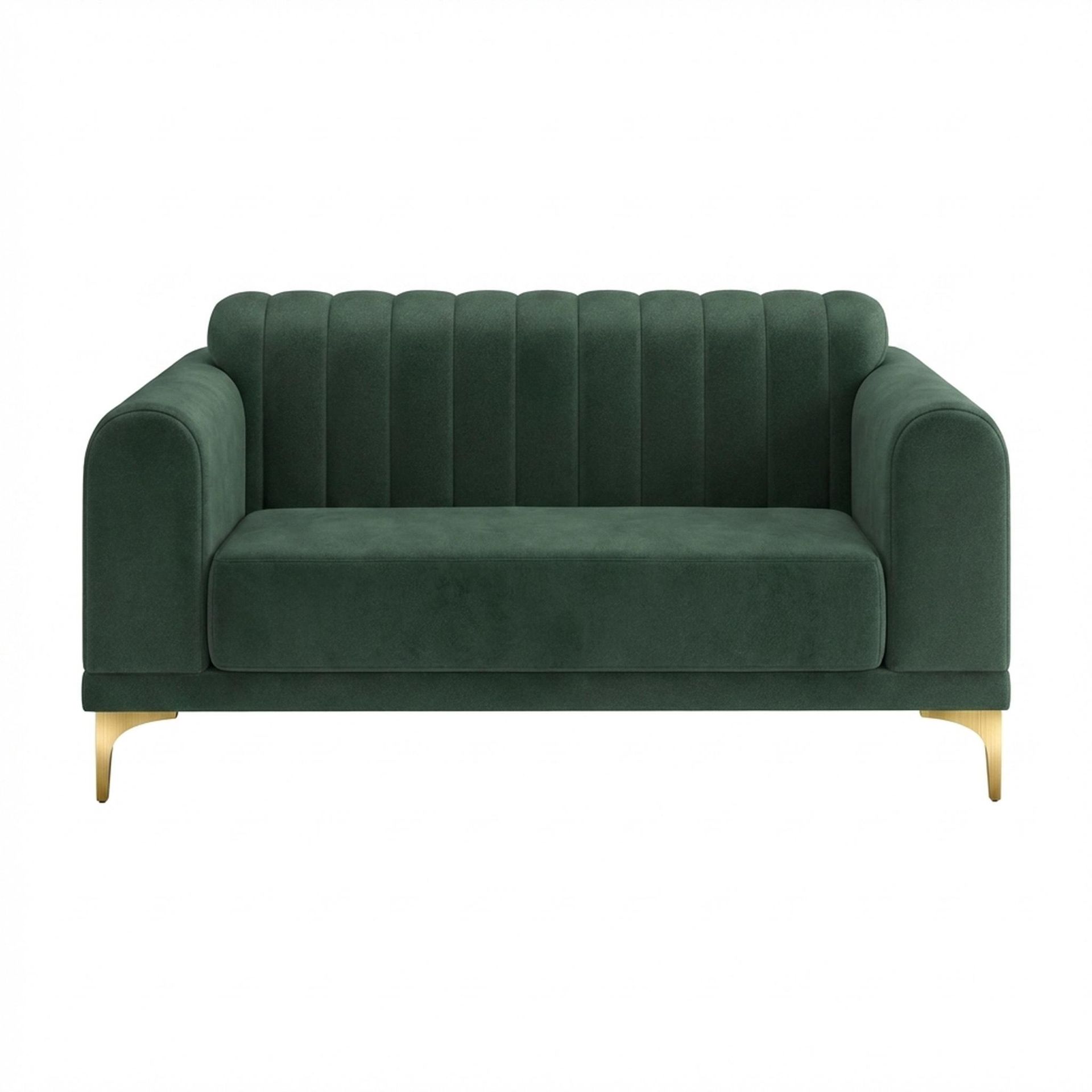 Hayden Home Premium New York 2 Seater Sofa, PVD Brushed Gold Leg, Premium Powder Green Upholstery