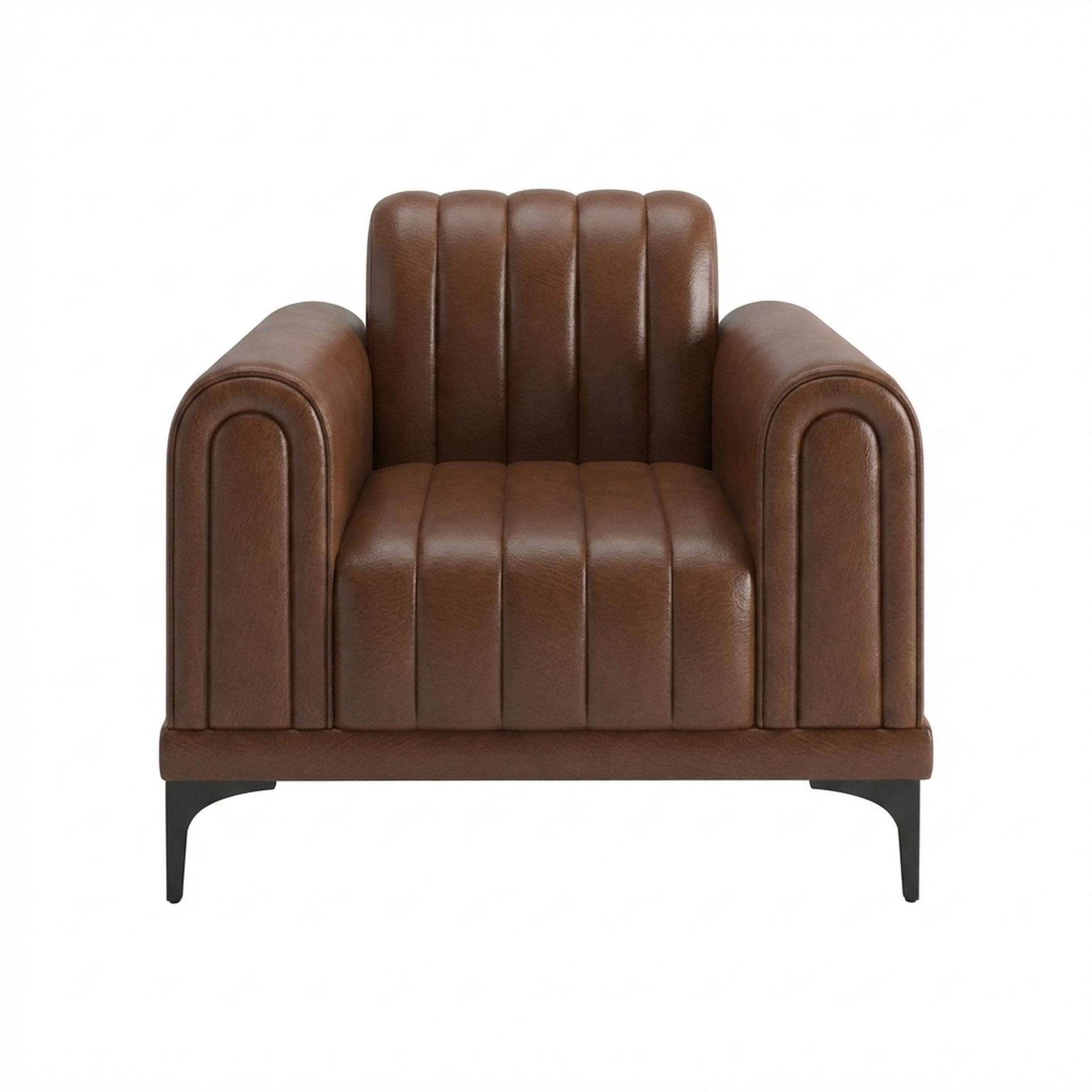 Hayden Home Premium New York 1 Seater Sofa, Matt Black Leg, Premium Rust Orange Upholstery