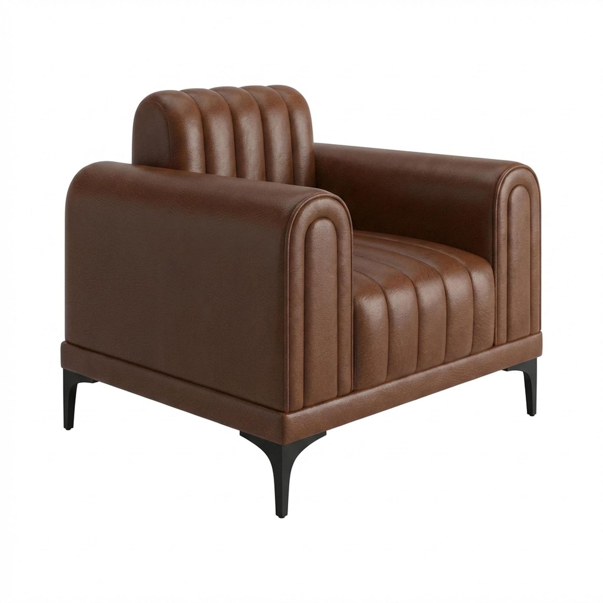 Hayden Home Premium New York 1 Seater Sofa, Matt Black Leg, Premium Rust Orange Upholstery