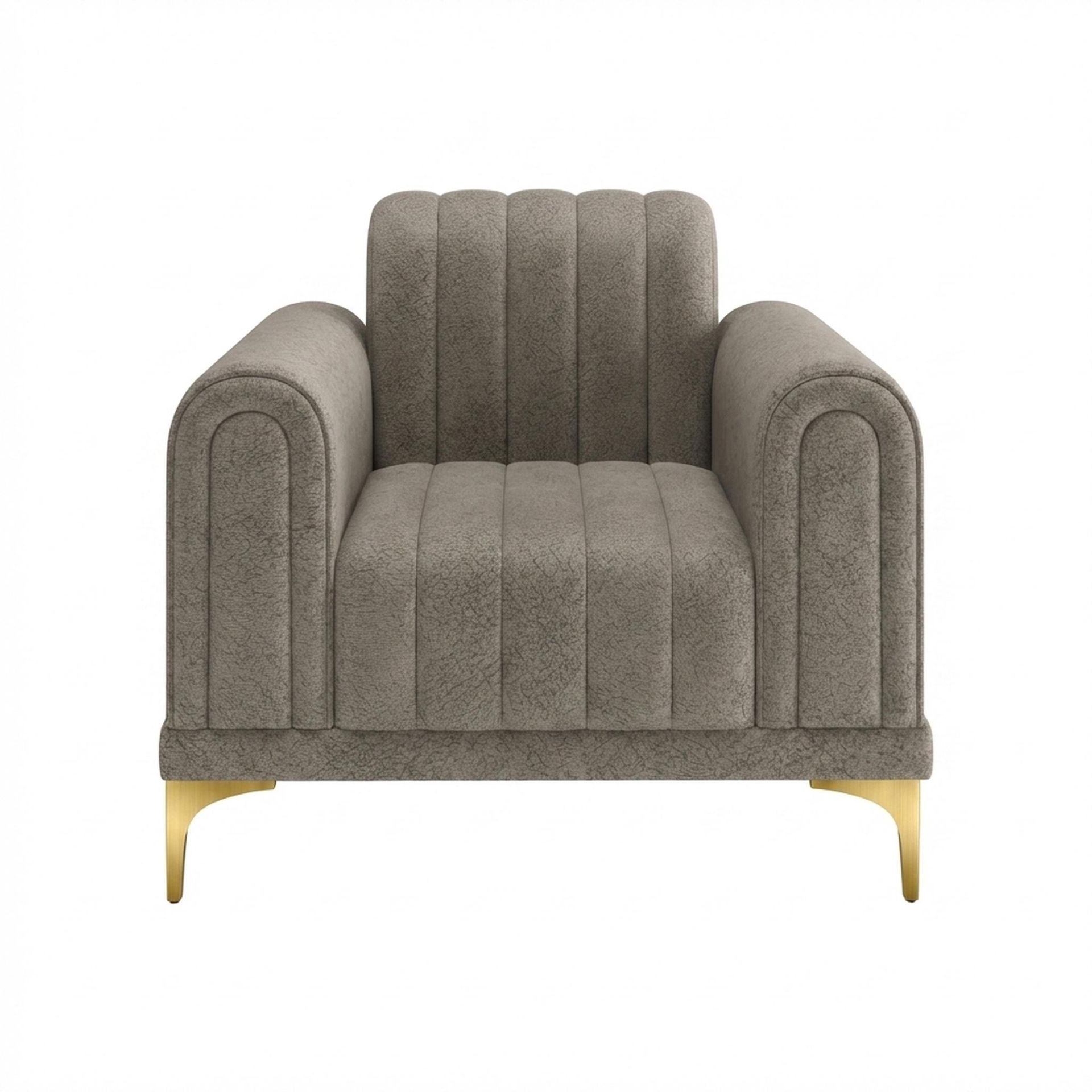 Hayden Home Premium New York 1 Seater Sofa, PVD Brushed Gold Leg, Essential Biscuit Upholstery