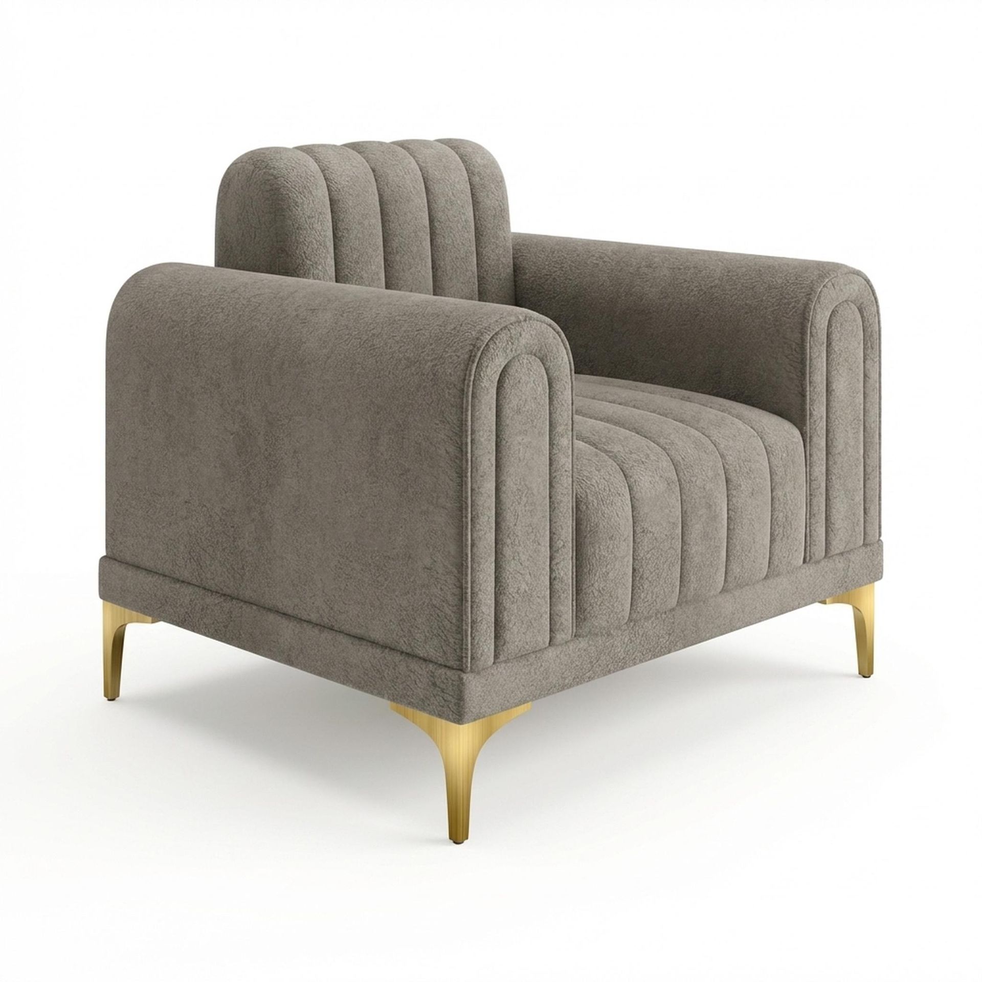 Hayden Home Premium New York 1 Seater Sofa, PVD Brushed Gold Leg, Essential Biscuit Upholstery