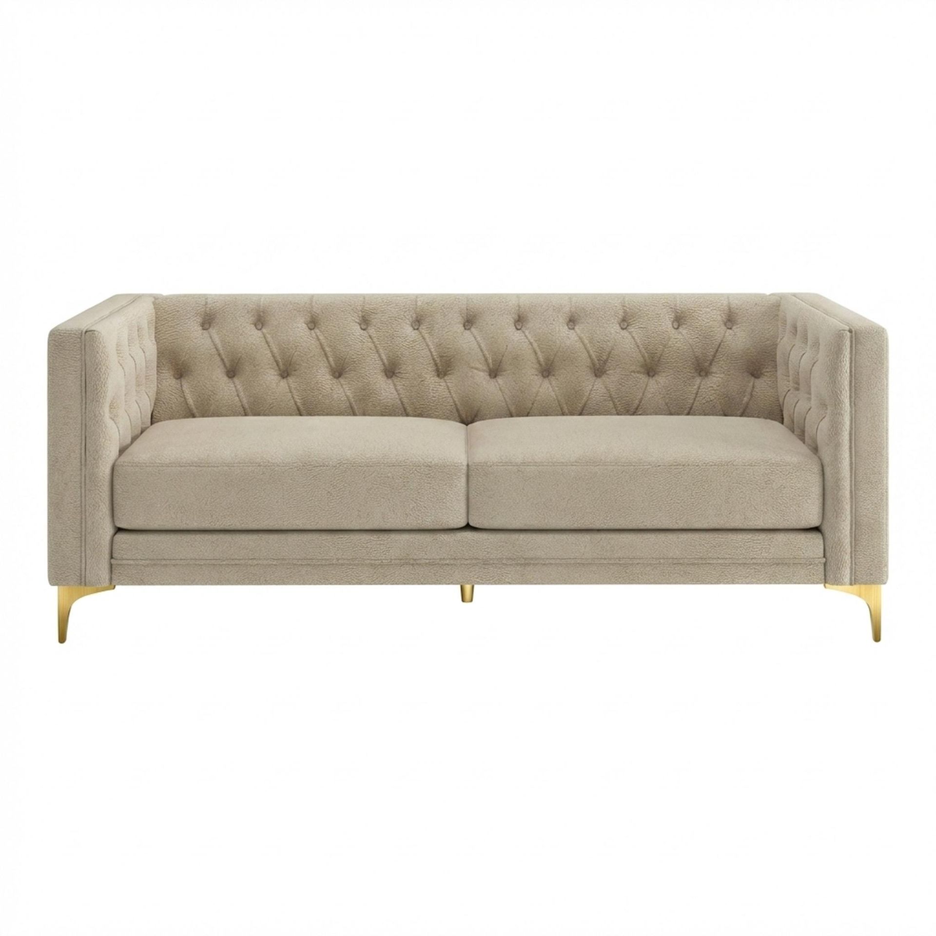 Hayden Home Premium Oslo 3 Seater Sofa, PVD Brushed Gold Leg, Essential Sand Upholstery