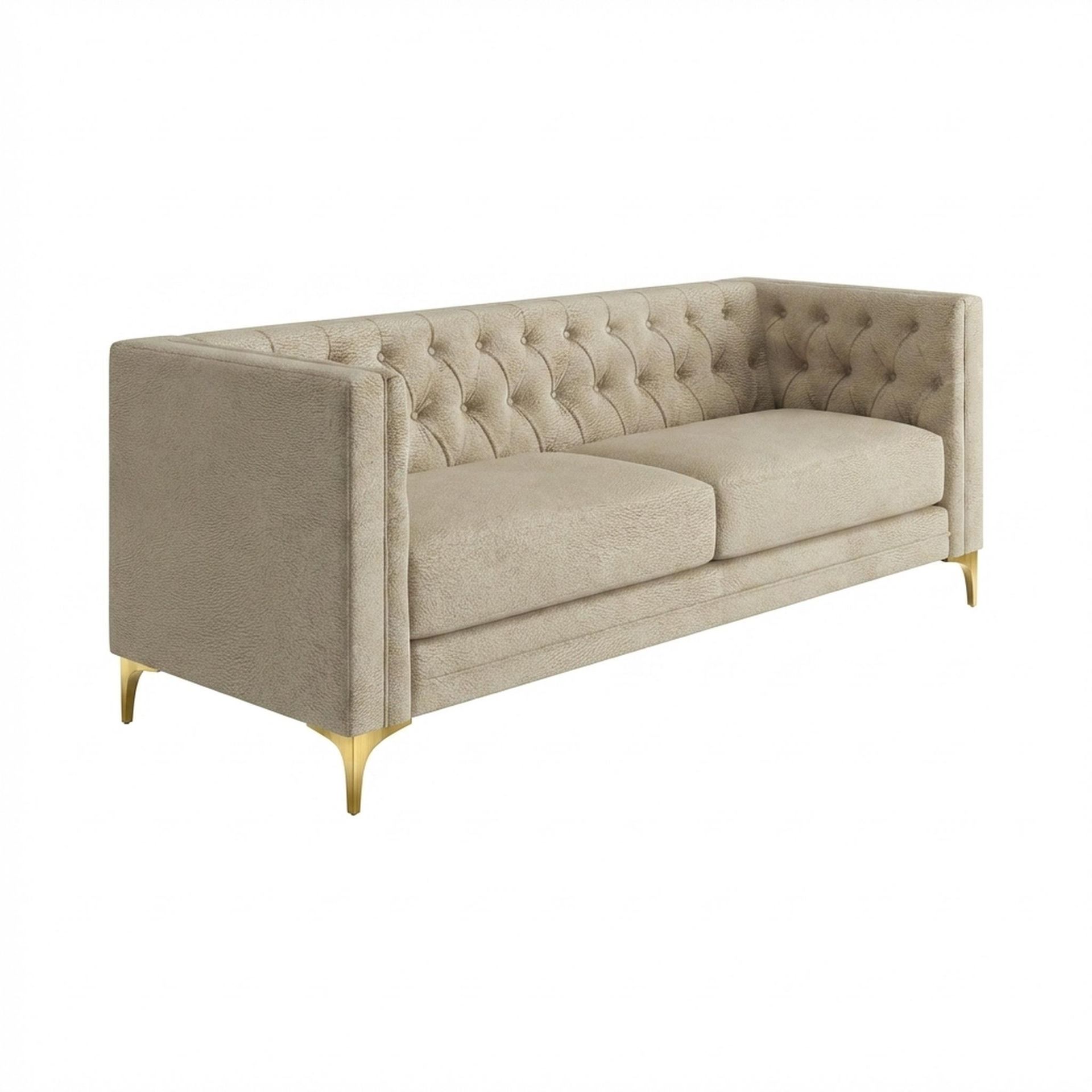 Hayden Home Premium Oslo 3 Seater Sofa, PVD Brushed Gold Leg, Essential Sand Upholstery