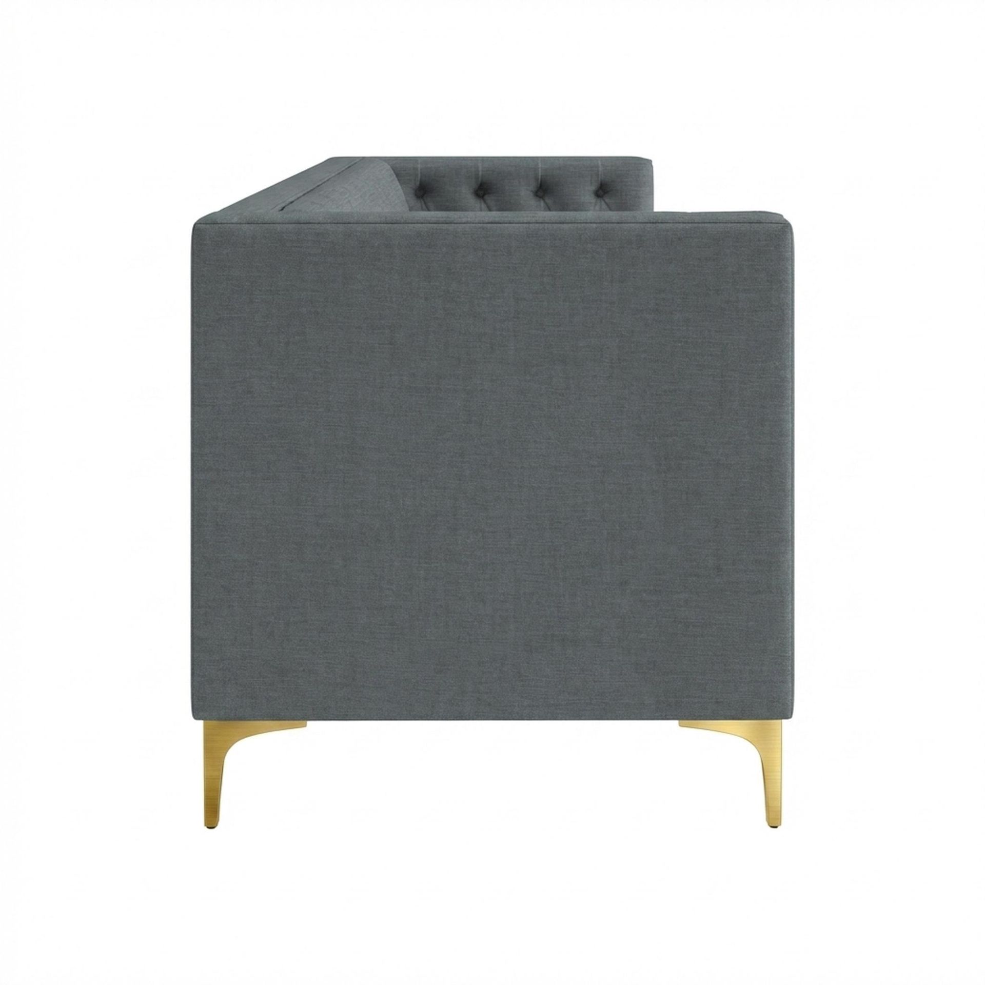 Hayden Home Premium Oslo 3 Seater Sofa, PVD Brushed Gold Leg, Premium Steel Grey Upholstery