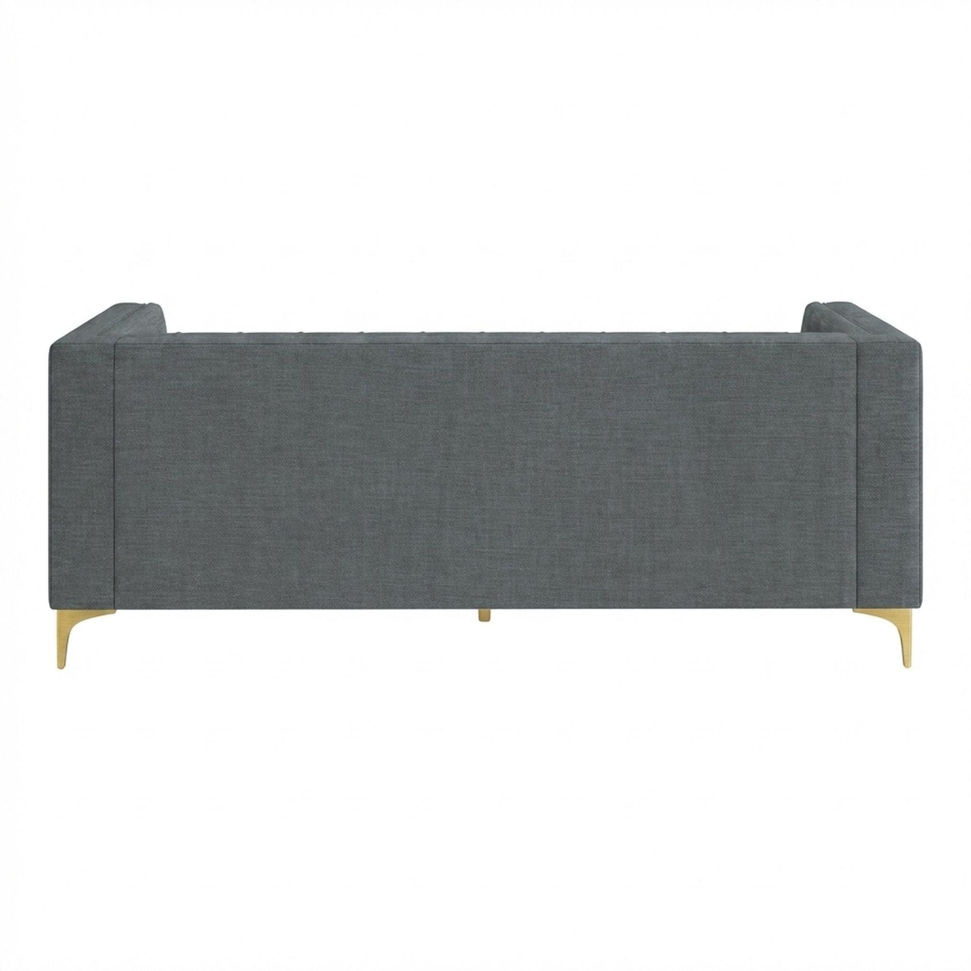 Hayden Home Premium Oslo 3 Seater Sofa, PVD Brushed Gold Leg, Premium Steel Grey Upholstery