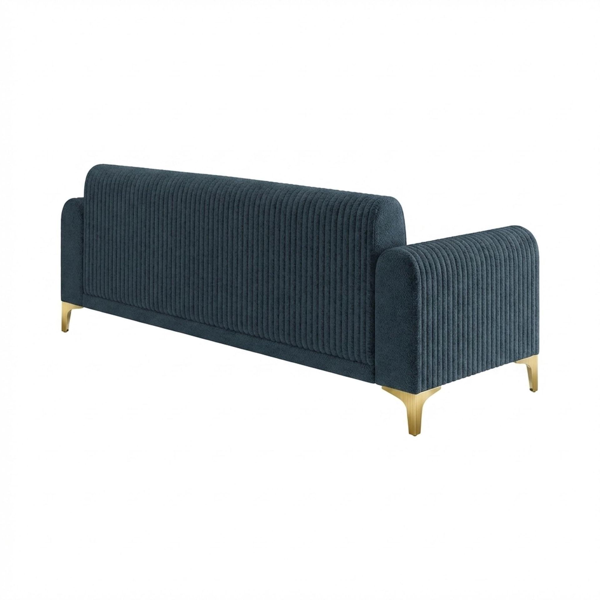 Hayden Home Premium Paris 3 Seater Sofa, PVD Brushed Gold Leg, Essential Vintage Blue Upholstery