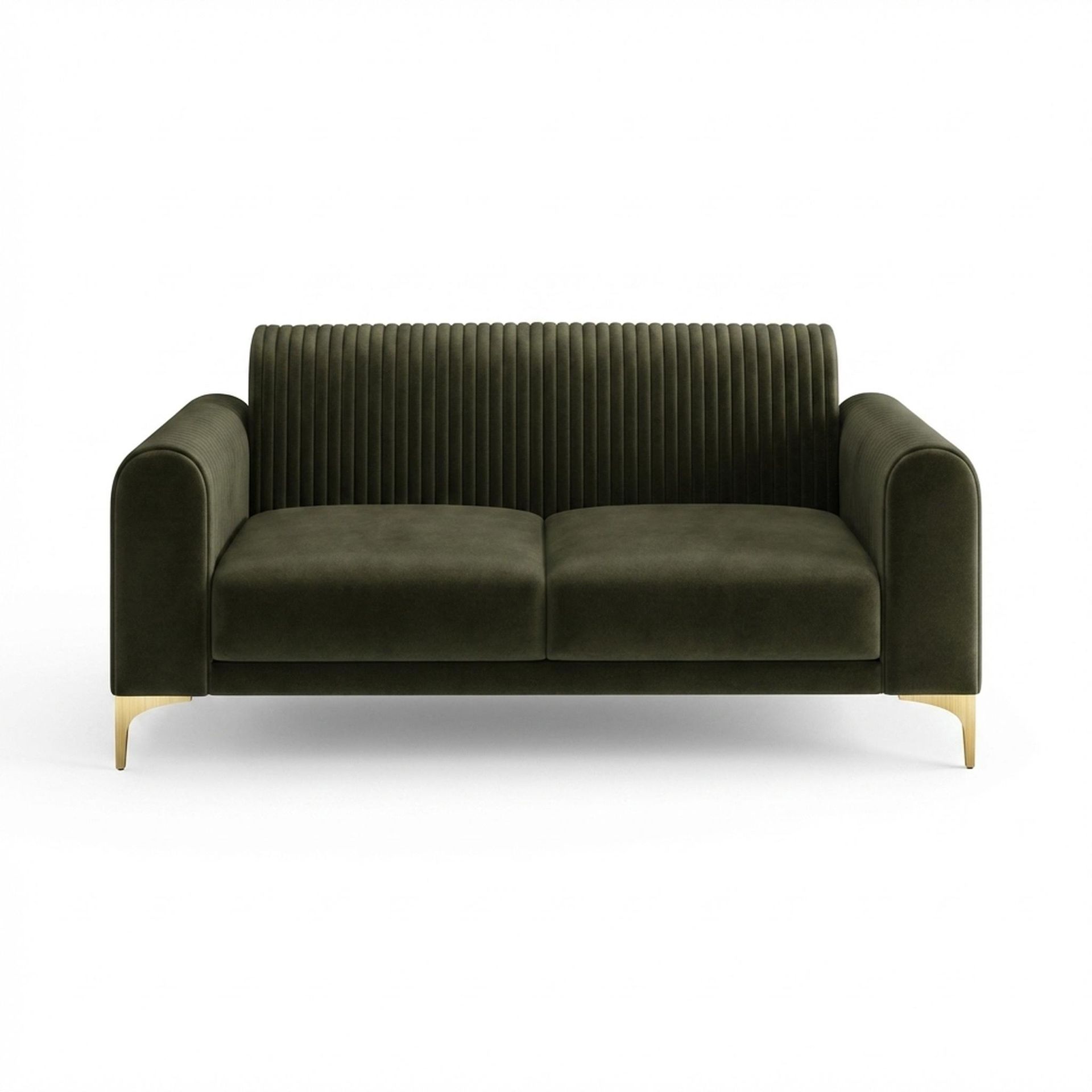 Hayden Home Premium Paris 2 Seater Sofa, PVD Brushed Gold Leg, Premium Emerald Upholstery