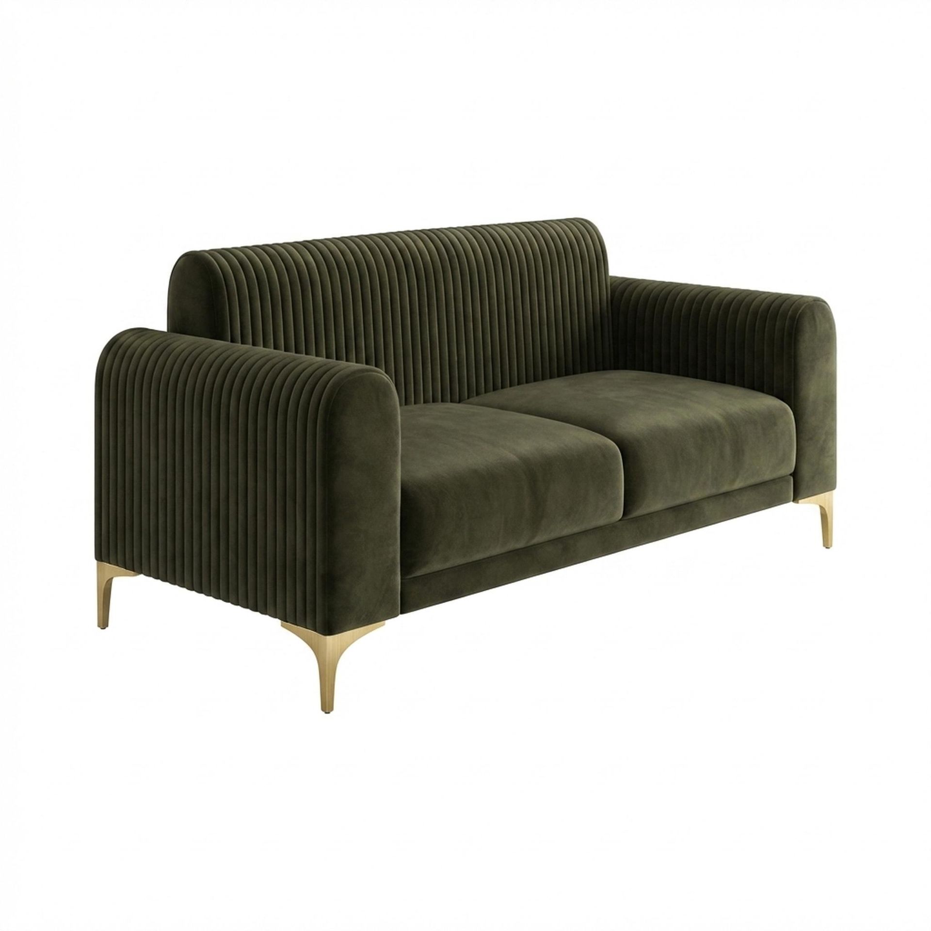 Hayden Home Premium Paris 2 Seater Sofa, PVD Brushed Gold Leg, Premium Emerald Upholstery