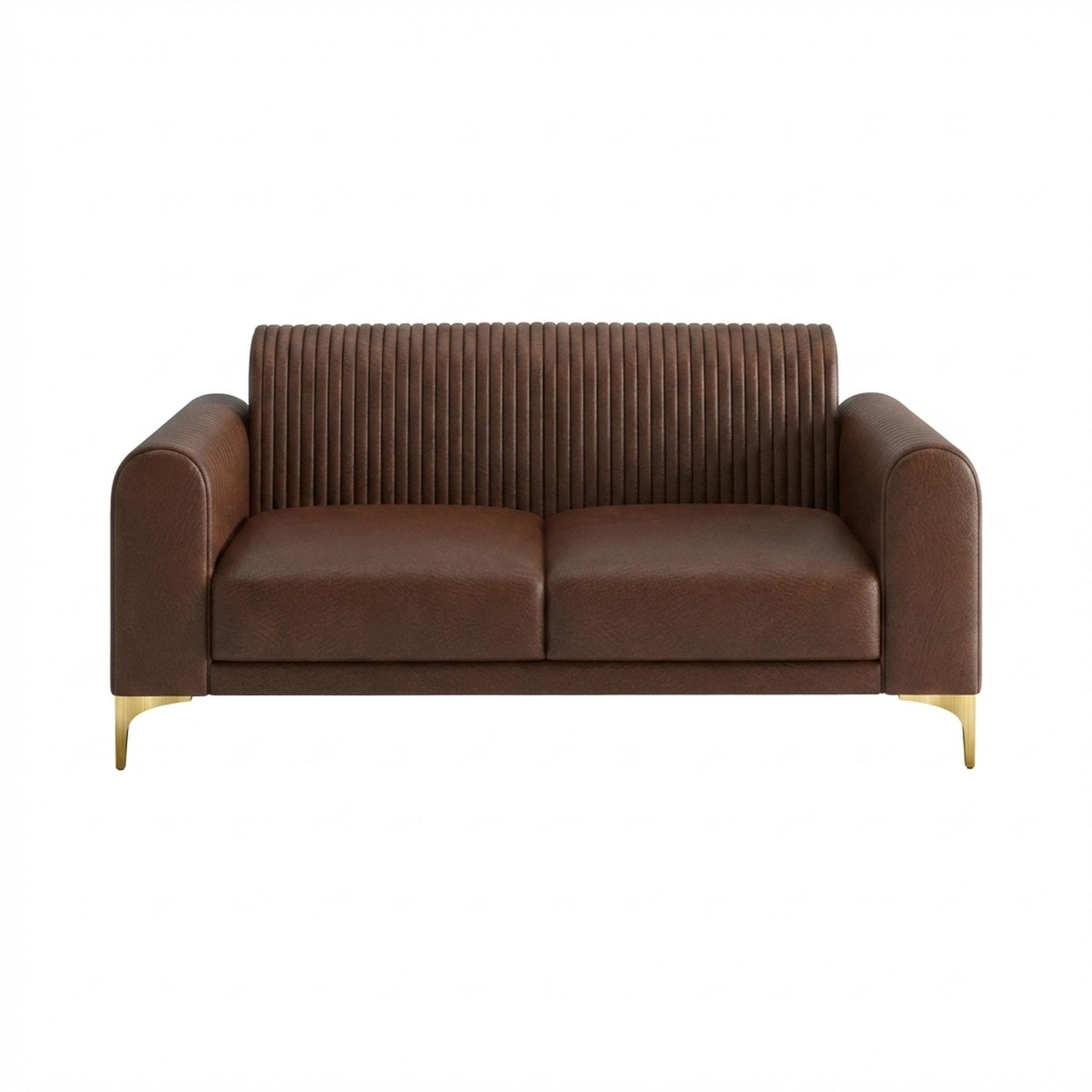 Hayden Home Premium Paris 2 Seater Sofa, PVD Brushed Gold Leg, Premium Rust Orange Upholstery