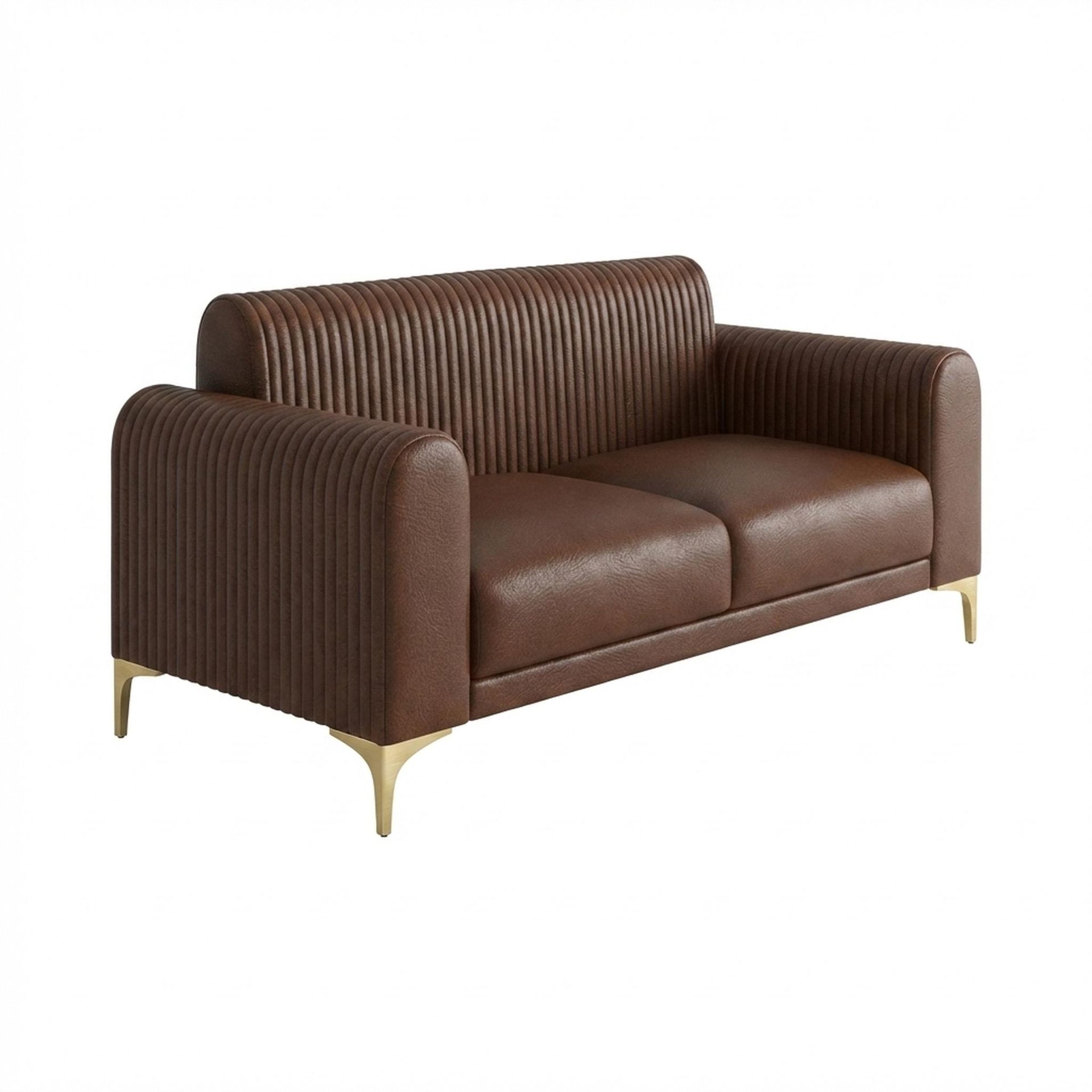 Hayden Home Premium Paris 2 Seater Sofa, PVD Brushed Gold Leg, Premium Rust Orange Upholstery