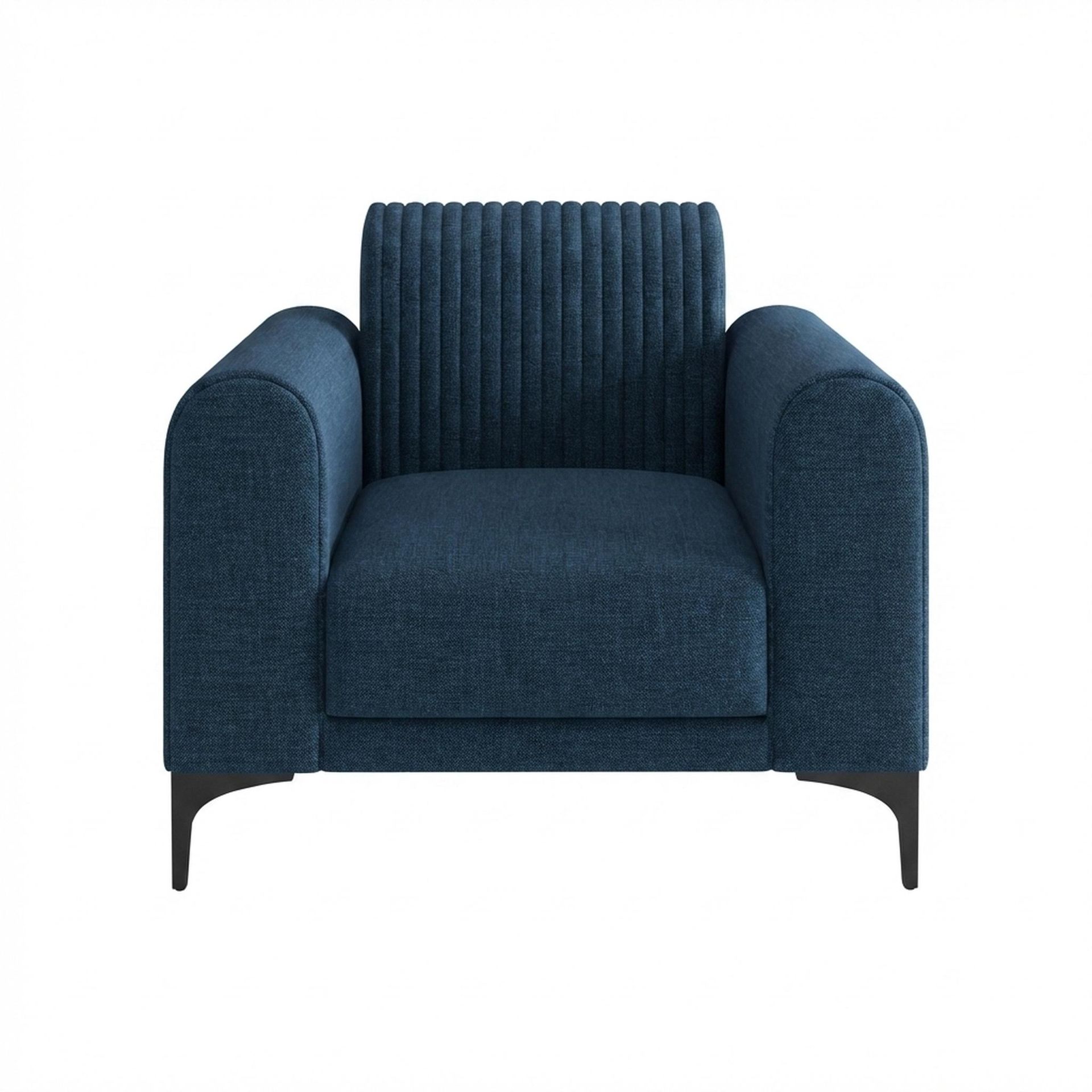 Hayden Home Premium Paris 1 Seater Sofa, Matt Black Leg, Premium Steel Blue Upholstery