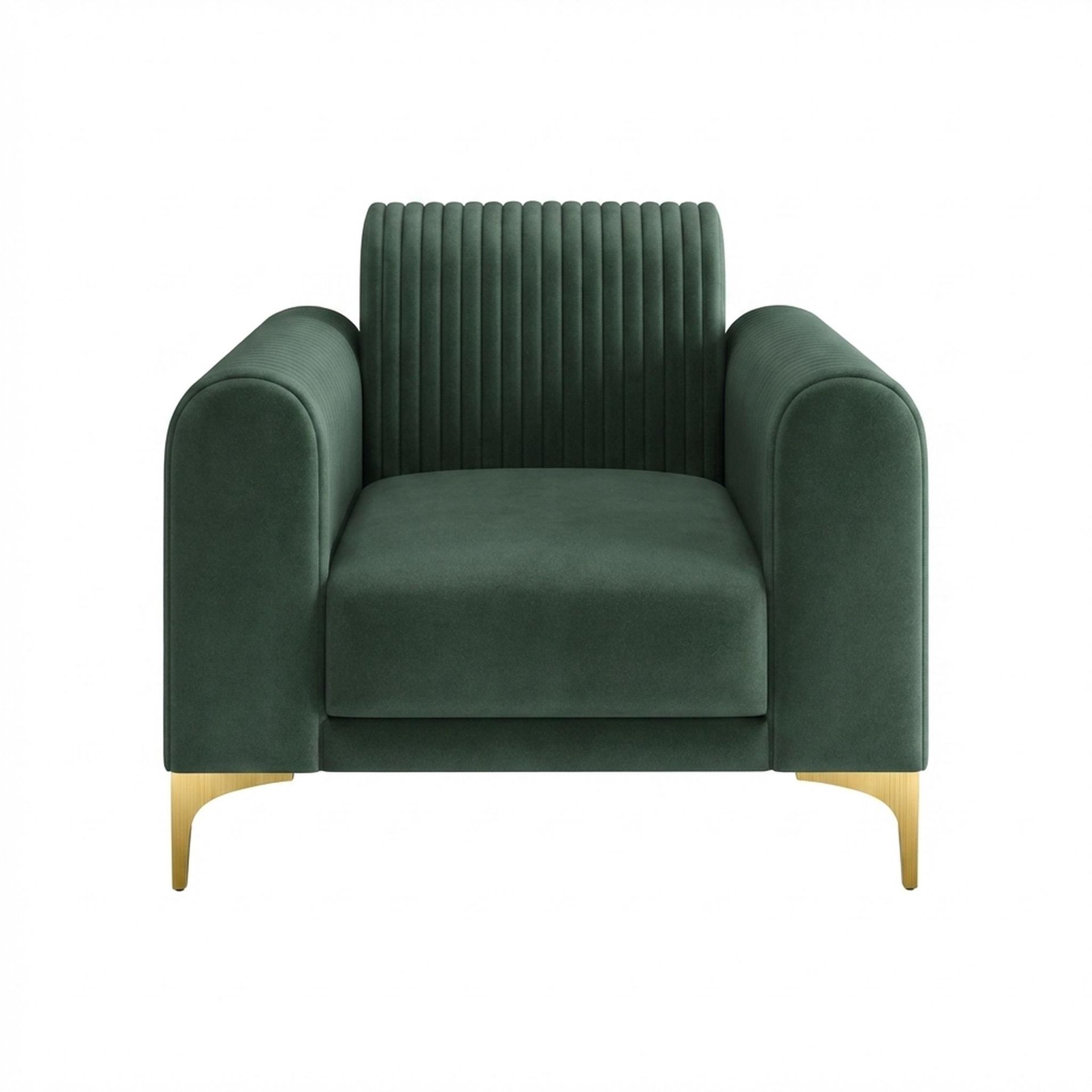 Hayden Home Premium Paris 1 Seater Sofa, PVD Brushed Gold Leg, Premium Powder Green Upholstery