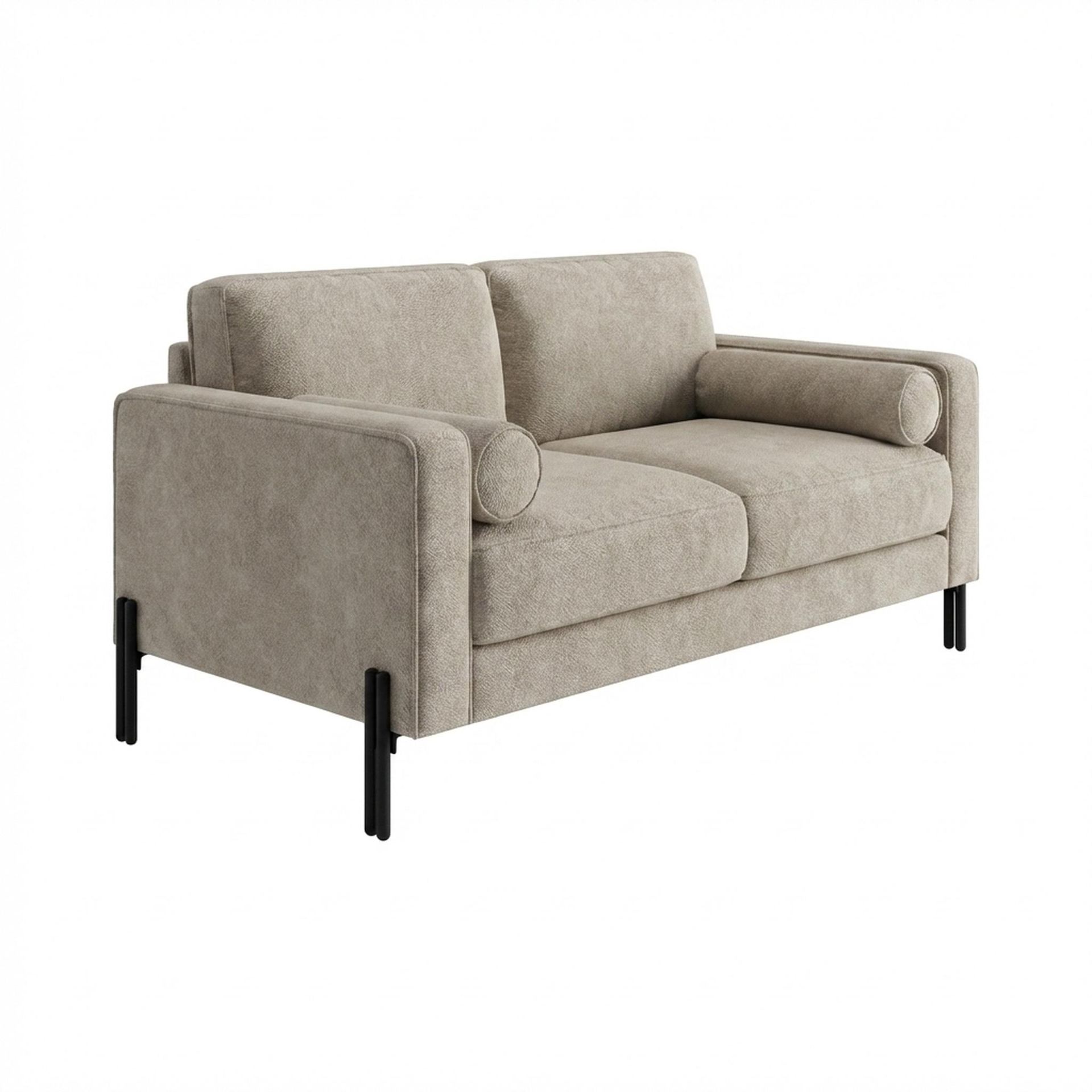 Hayden Home Premium Rio 2 Seater Sofa, Matt Black Leg, Essential Bone Upholstery