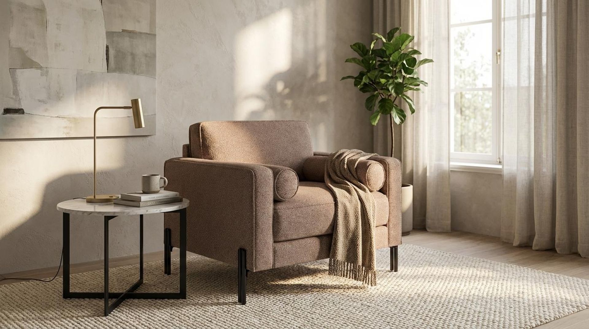 Hayden Home Premium Rio 1 Seater Sofa, Matt Black Leg, Essential Ballet Slipper Upholstery