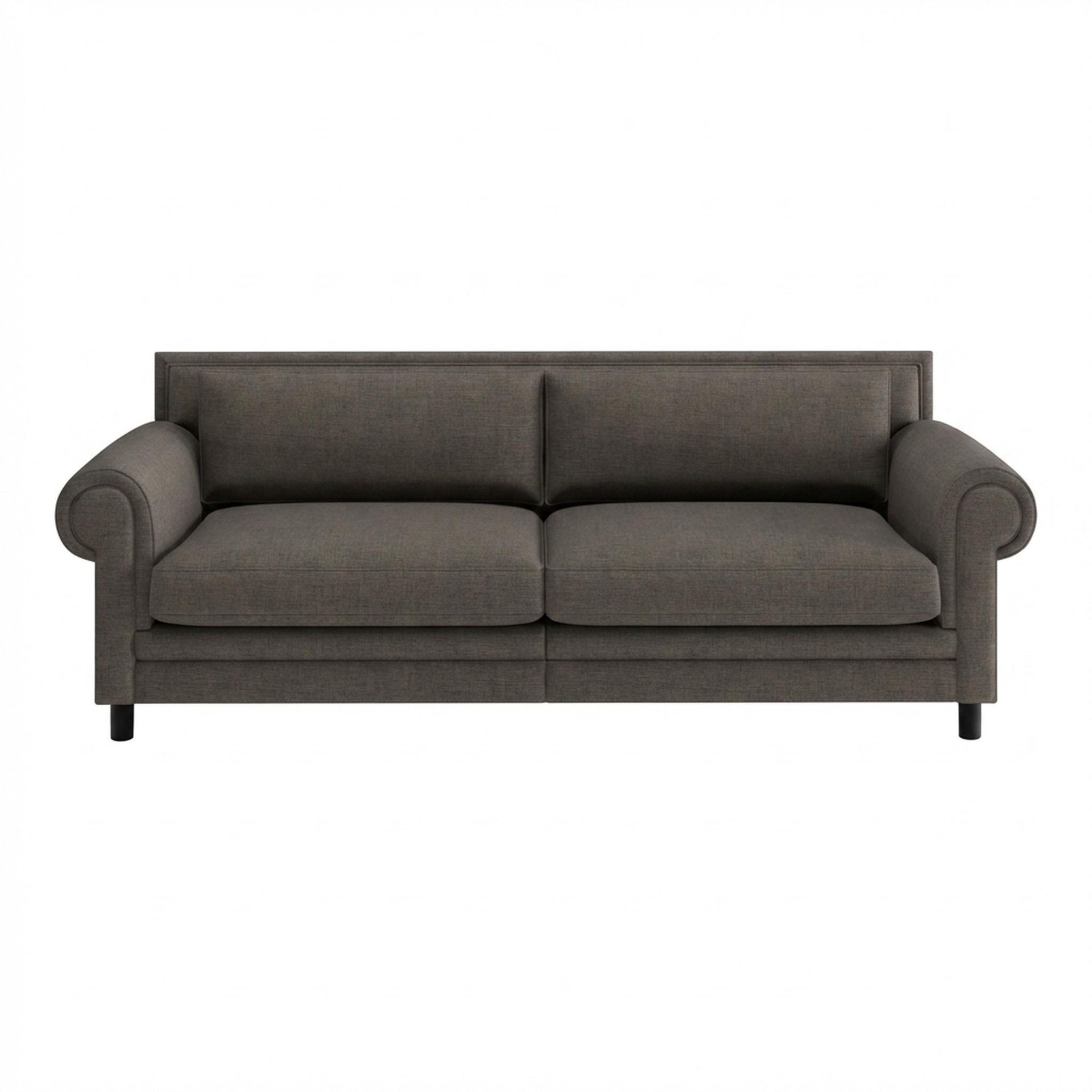 Hayden Home Premium Rome 3 Seater Sofa, Matt Black Leg, Essential Chestnut Brown Upholstery