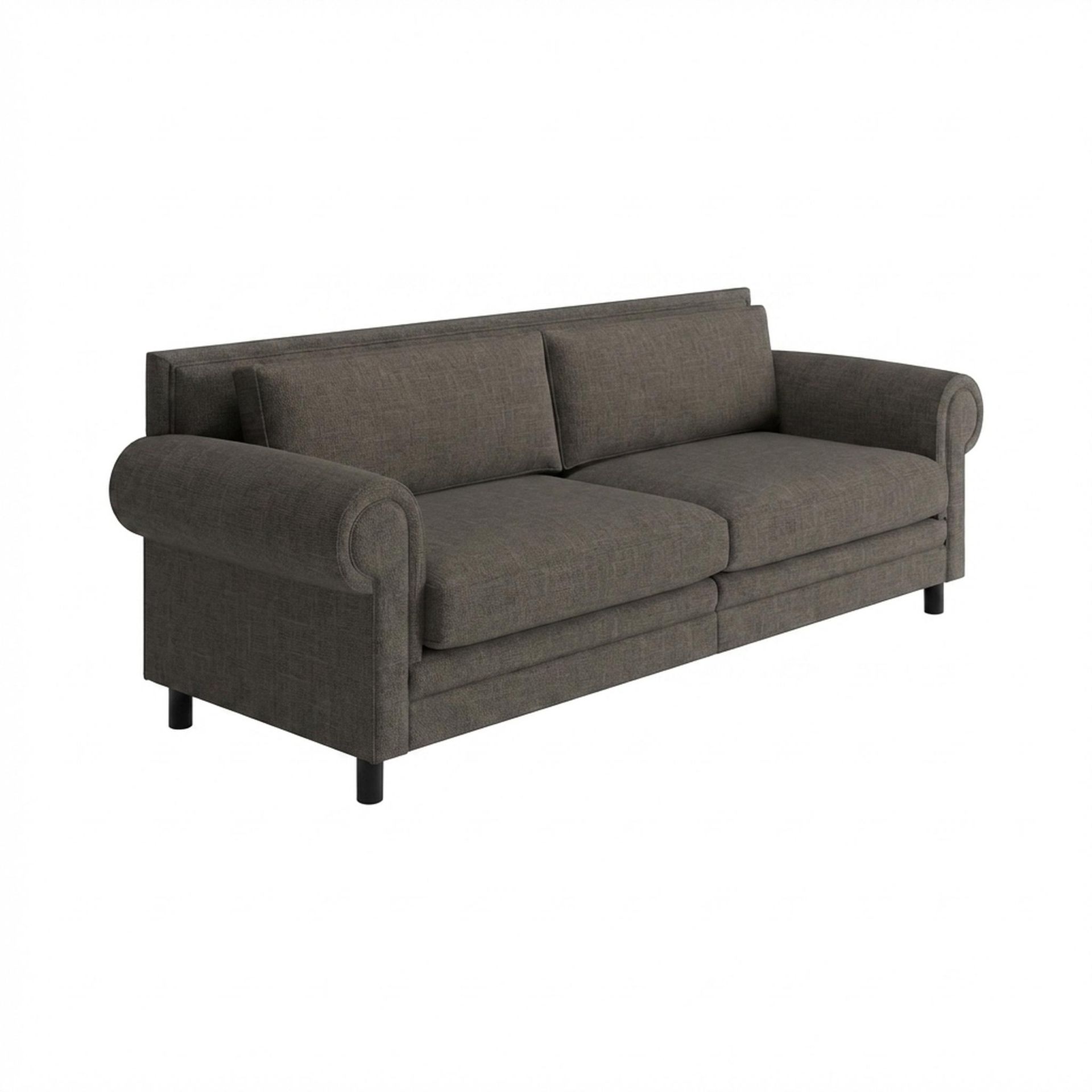 Hayden Home Premium Rome 3 Seater Sofa, Matt Black Leg, Essential Chestnut Brown Upholstery