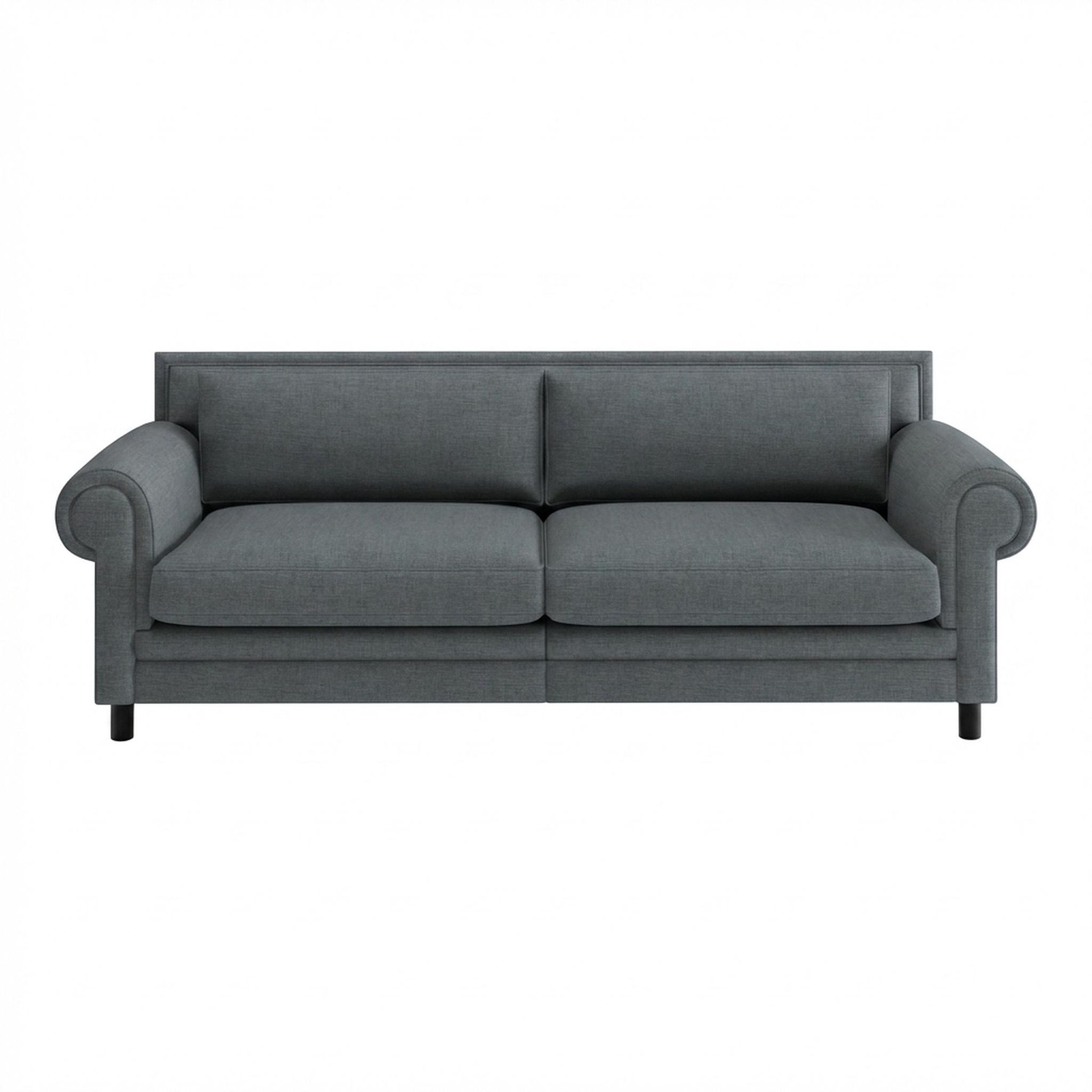 Hayden Home Premium Rome 3 Seater Sofa, Matt Black Leg, Premium Steel Grey Upholstery