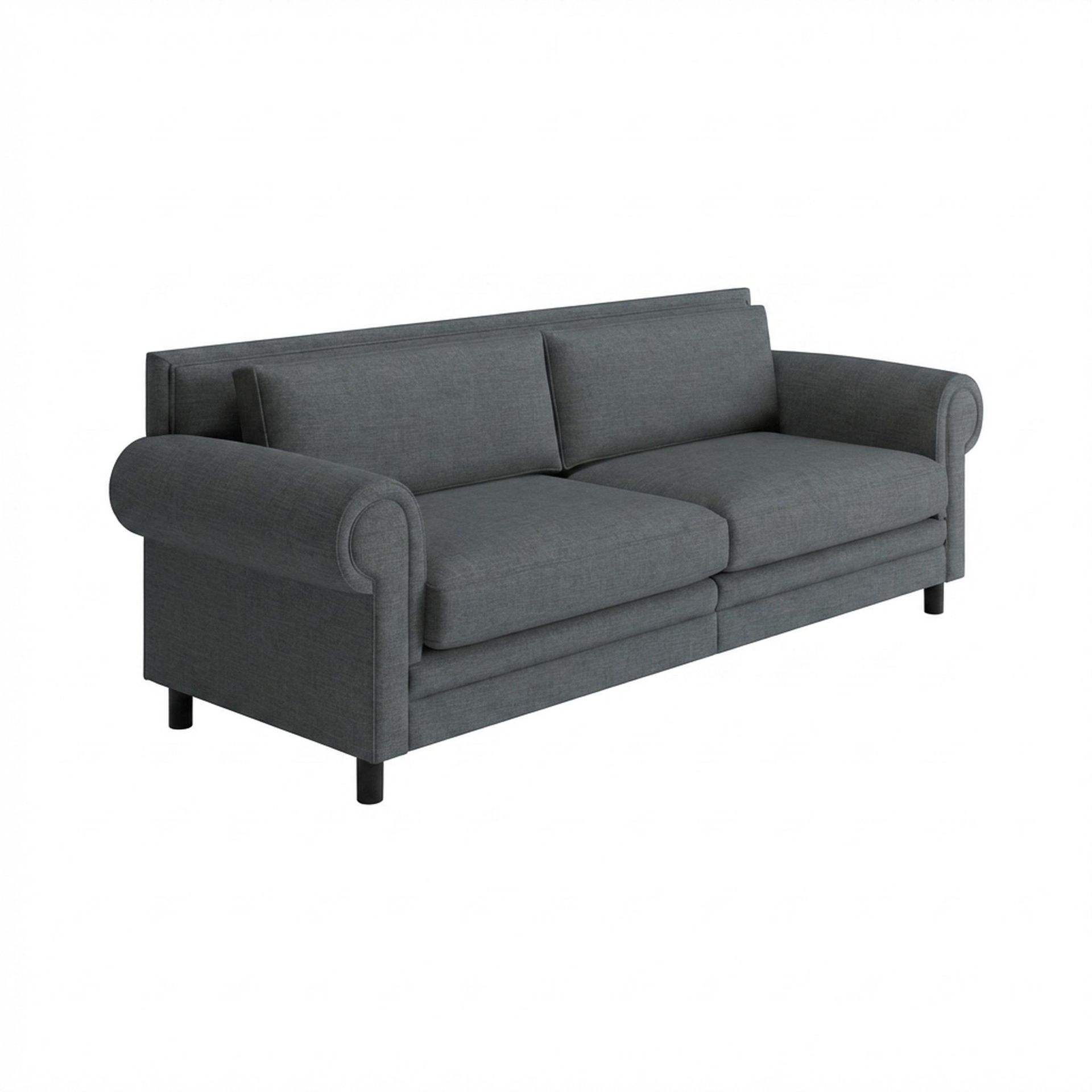 Hayden Home Premium Rome 3 Seater Sofa, Matt Black Leg, Premium Steel Grey Upholstery