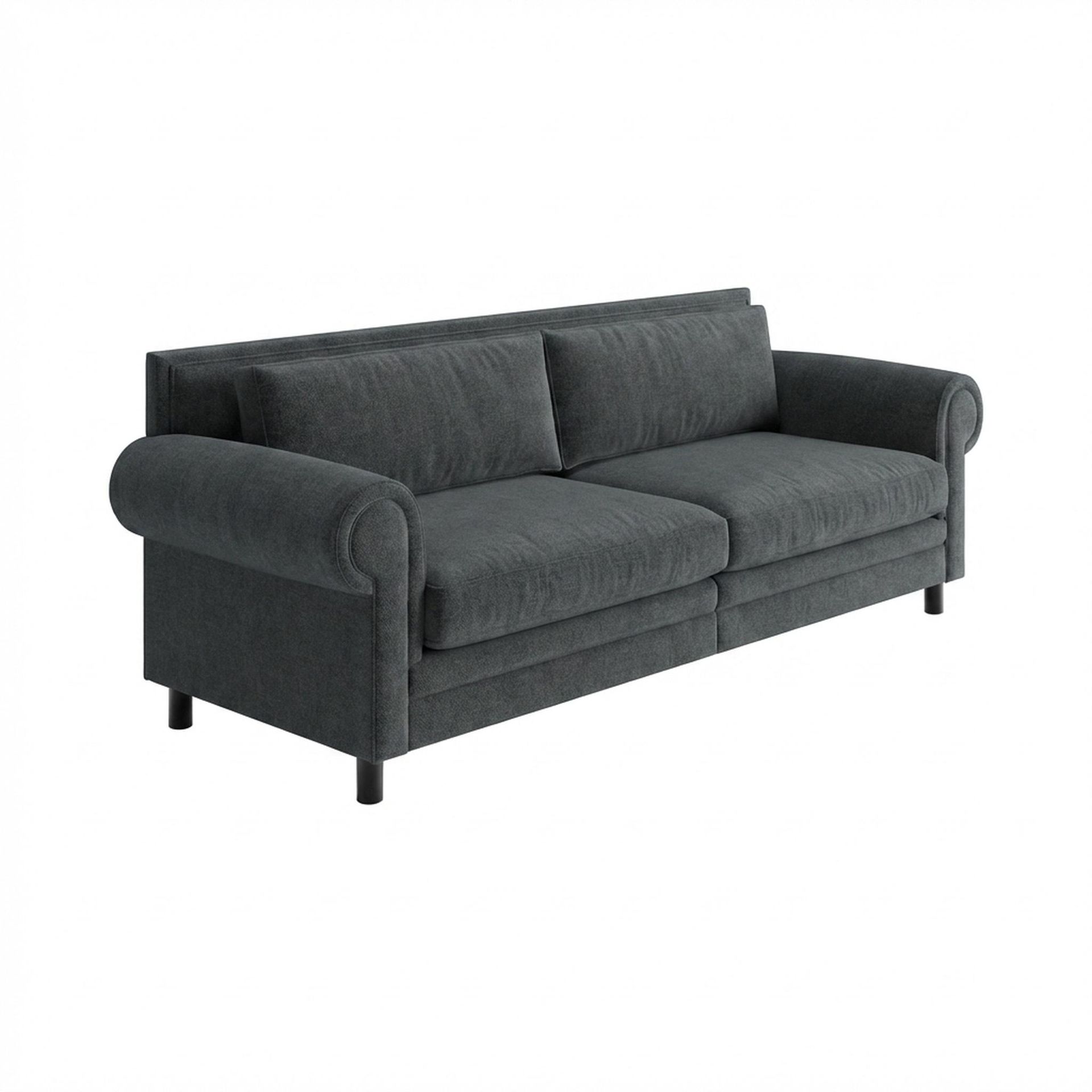 Hayden Home Premium Rome 3 Seater Sofa, Matt Black Leg, Premium Fog Grey Upholstery