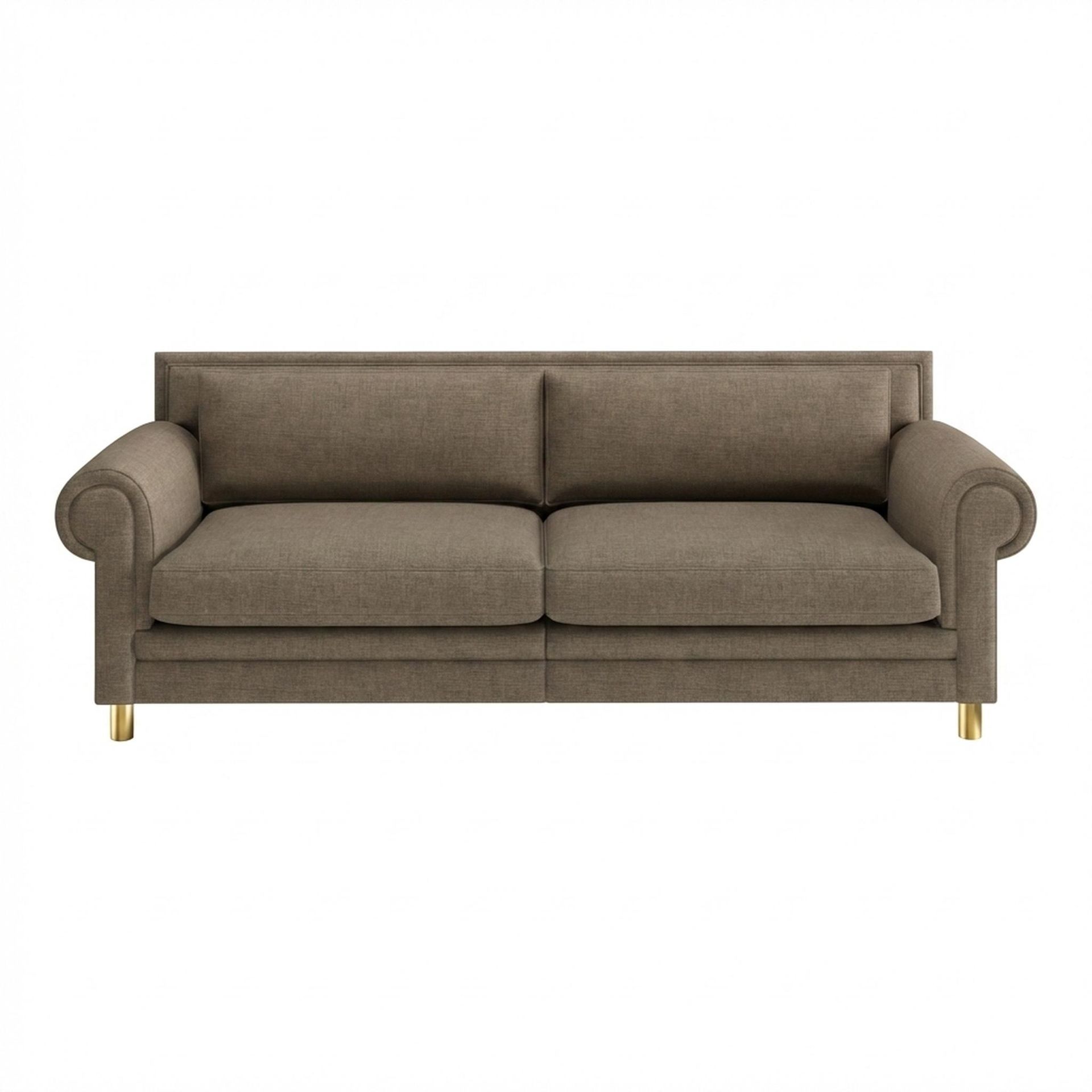 Hayden Home Premium Rome 3 Seater Sofa, PVD Brushed Gold Leg, Premium Dusky Biege Upholstery