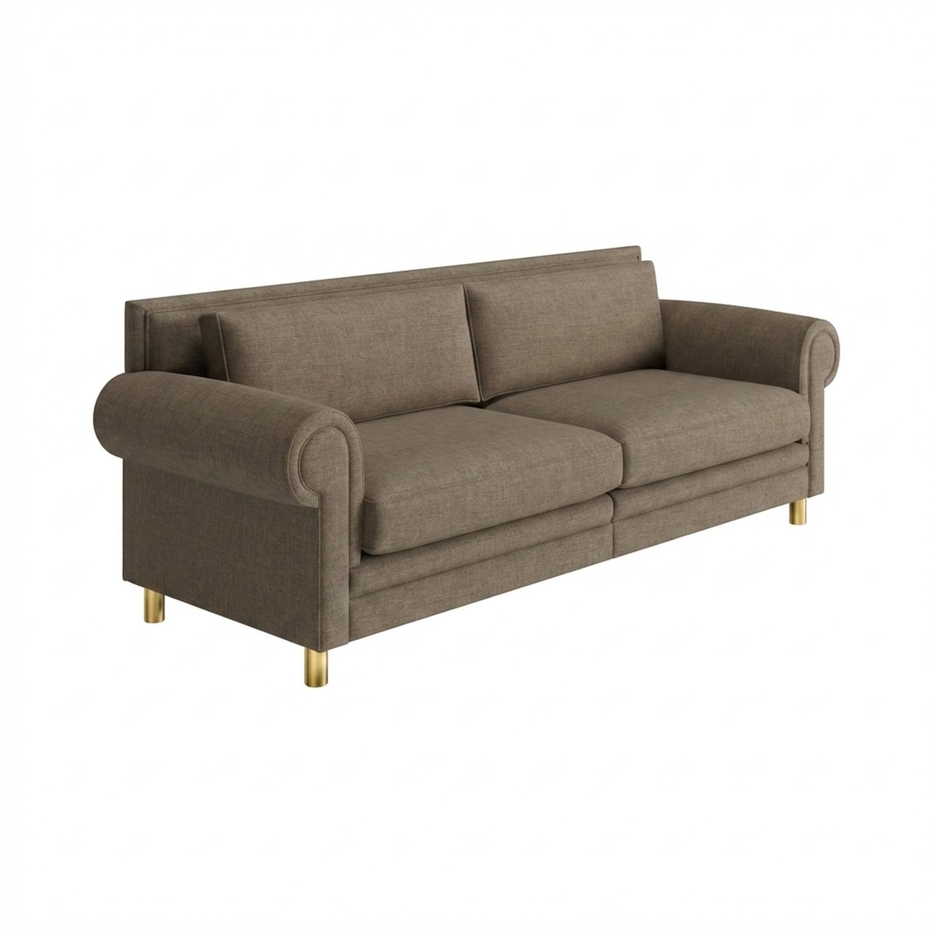 Hayden Home Premium Rome 3 Seater Sofa, PVD Brushed Gold Leg, Premium Dusky Biege Upholstery