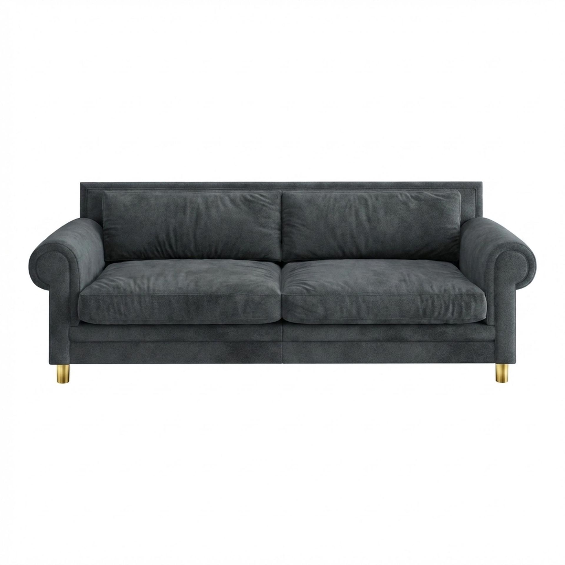 Hayden Home Premium Rome 3 Seater Sofa, PVD Brushed Gold Leg, Premium Fog Grey Upholstery