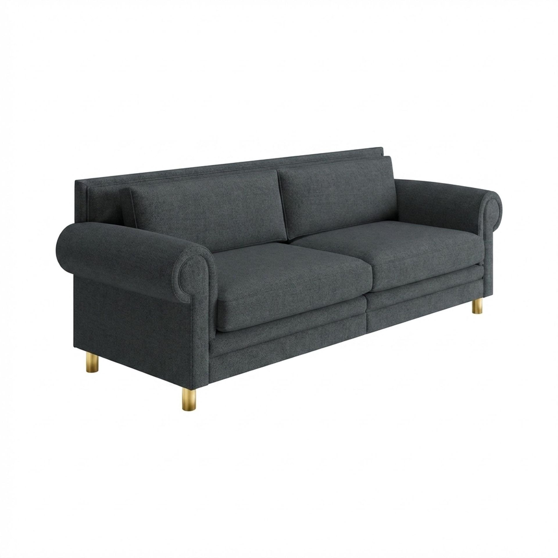 Hayden Home Premium Rome 3 Seater Sofa, PVD Brushed Gold Leg, Premium Fog Grey Upholstery