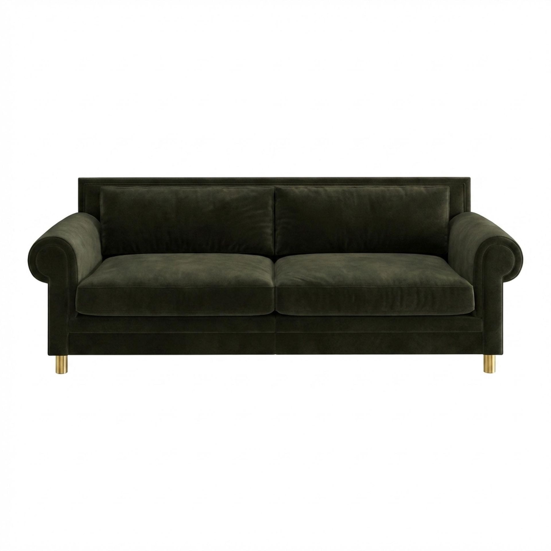 Hayden Home Premium Rome 3 Seater Sofa, PVD Brushed Gold Leg, Premium Emerald Upholstery