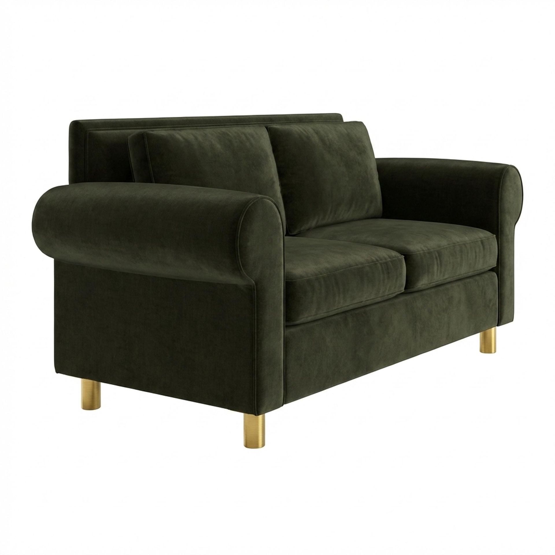 Hayden Home Premium Rome 3 Seater Sofa, PVD Brushed Gold Leg, Premium Emerald Upholstery