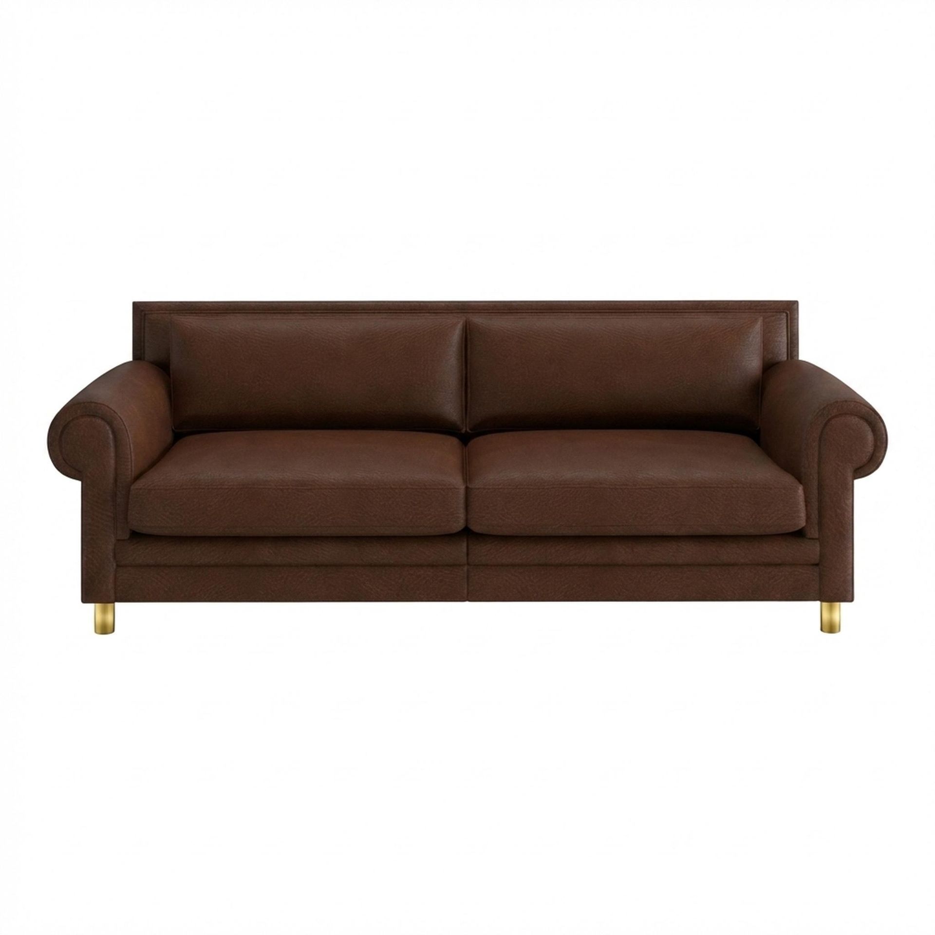 Hayden Home Premium Rome 3 Seater Sofa, PVD Brushed Gold Leg, Premium Rust Orange Upholstery