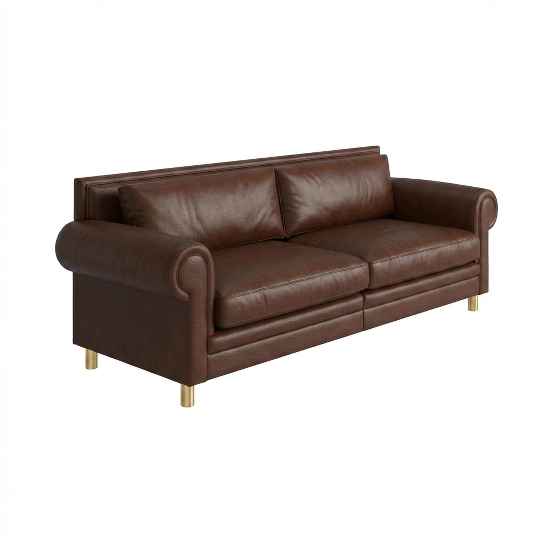 Hayden Home Premium Rome 3 Seater Sofa, PVD Brushed Gold Leg, Premium Rust Orange Upholstery