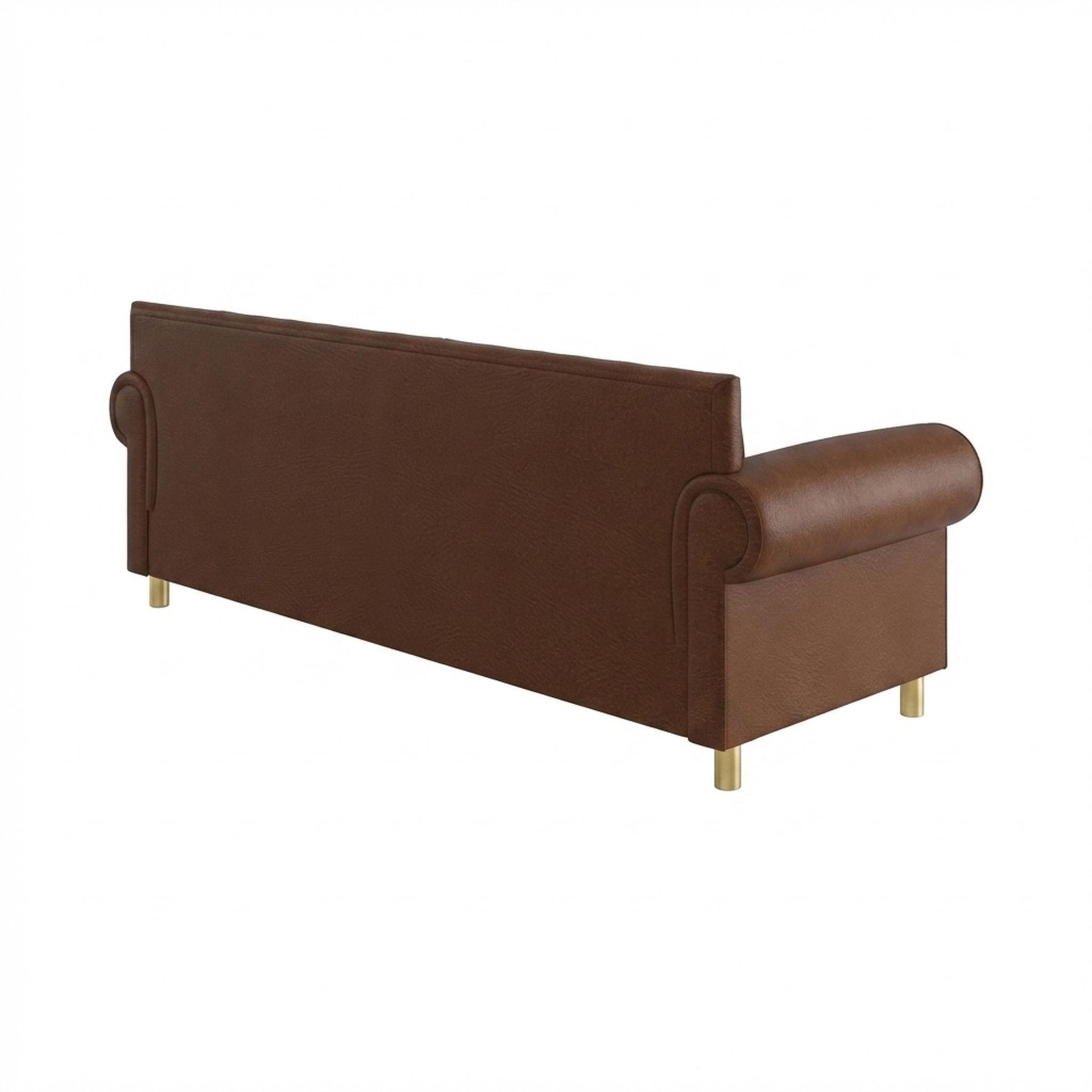 Hayden Home Premium Rome 3 Seater Sofa, PVD Brushed Gold Leg, Premium Rust Orange Upholstery