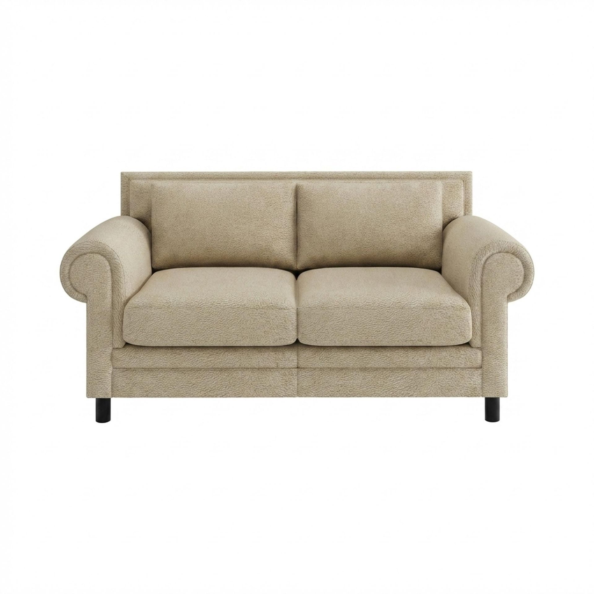Hayden Home Premium Rome 2 Seater Sofa, Matt Black Leg, Essential Sand Upholstery