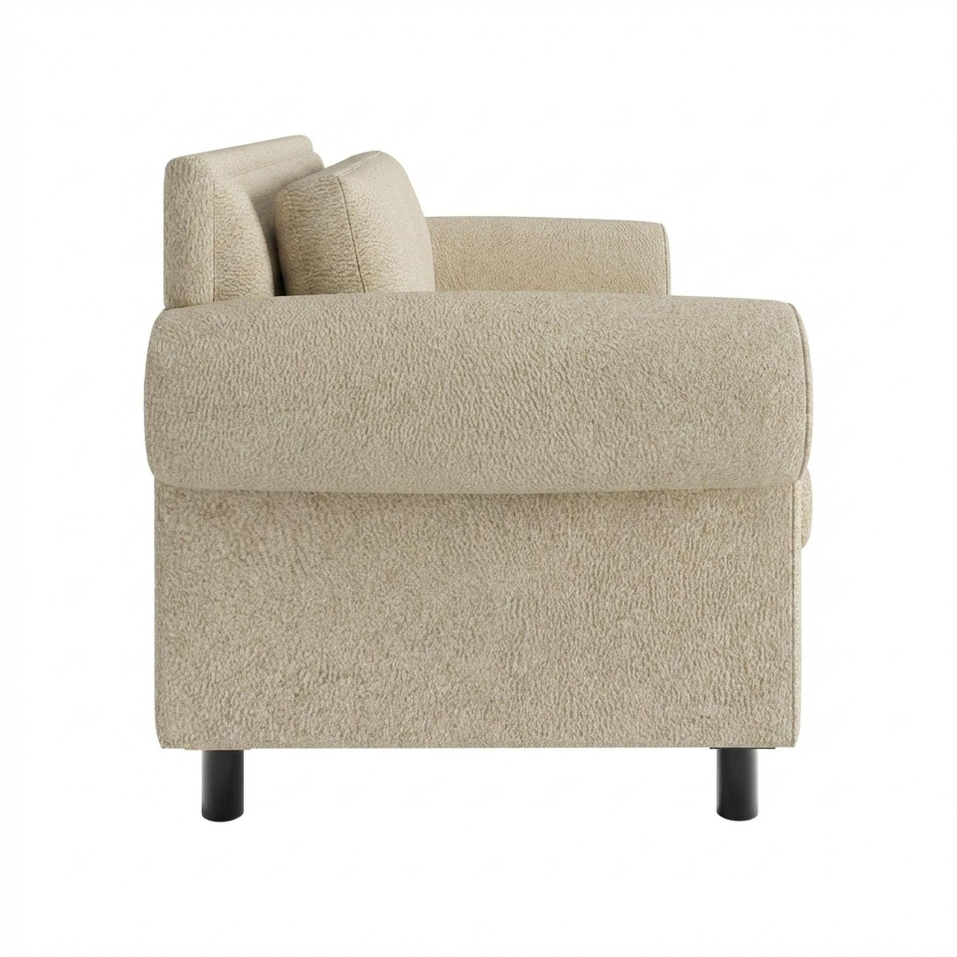 Hayden Home Premium Rome 2 Seater Sofa, Matt Black Leg, Essential Sand Upholstery