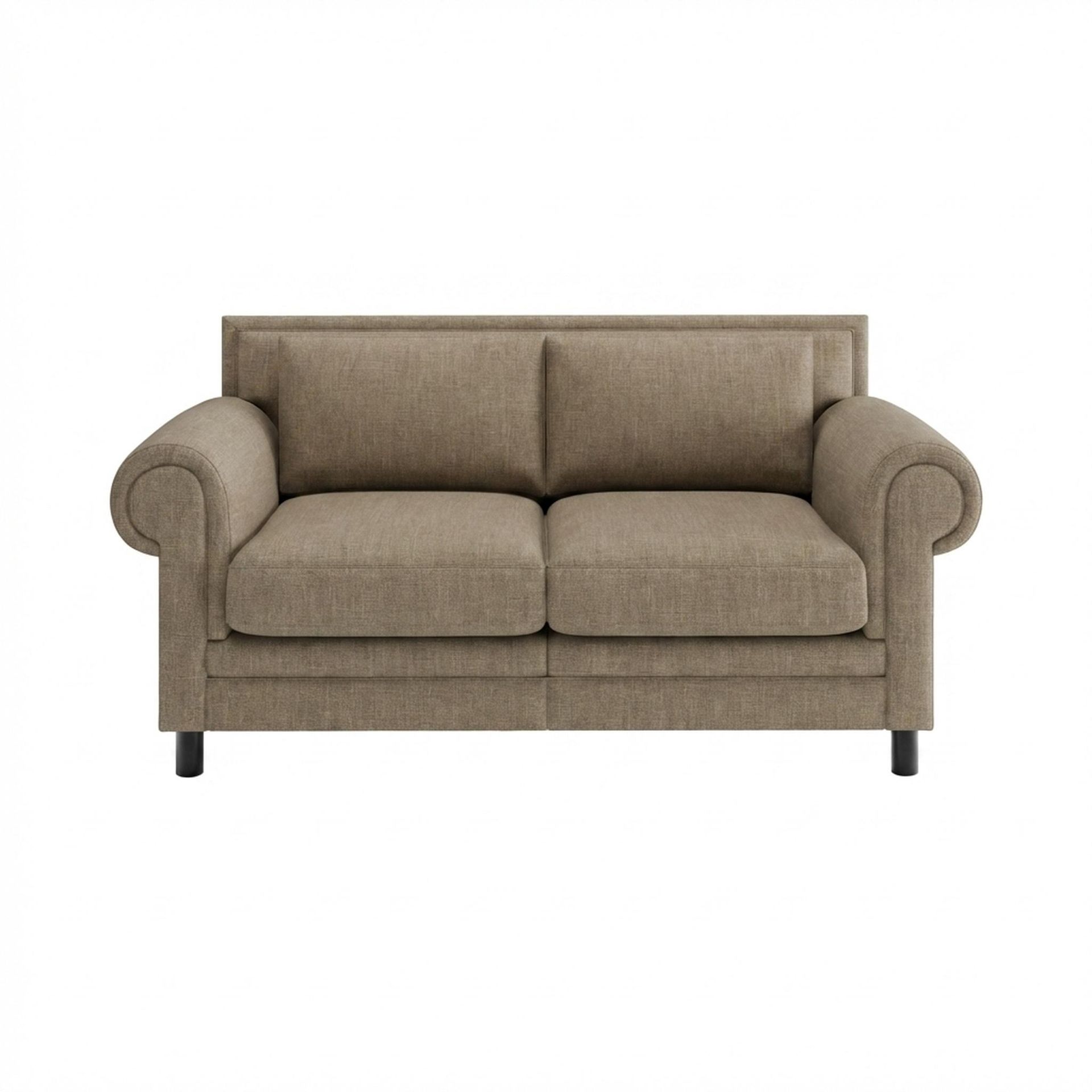 Hayden Home Premium Rome 2 Seater Sofa, Matt Black Leg, Premium Dusky Biege Upholstery