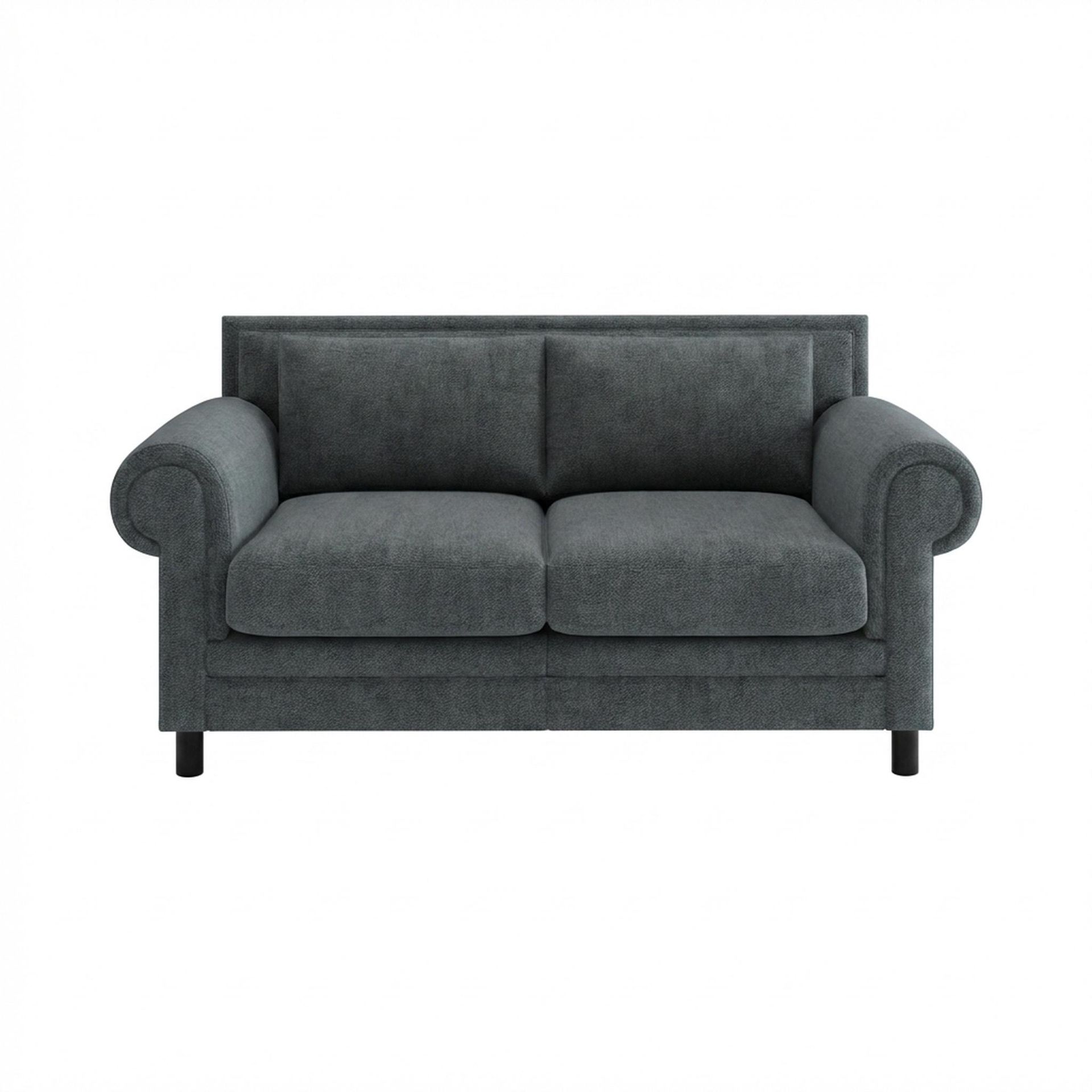 Hayden Home Premium Rome 2 Seater Sofa, Matt Black Leg, Premium Fog Grey Upholstery