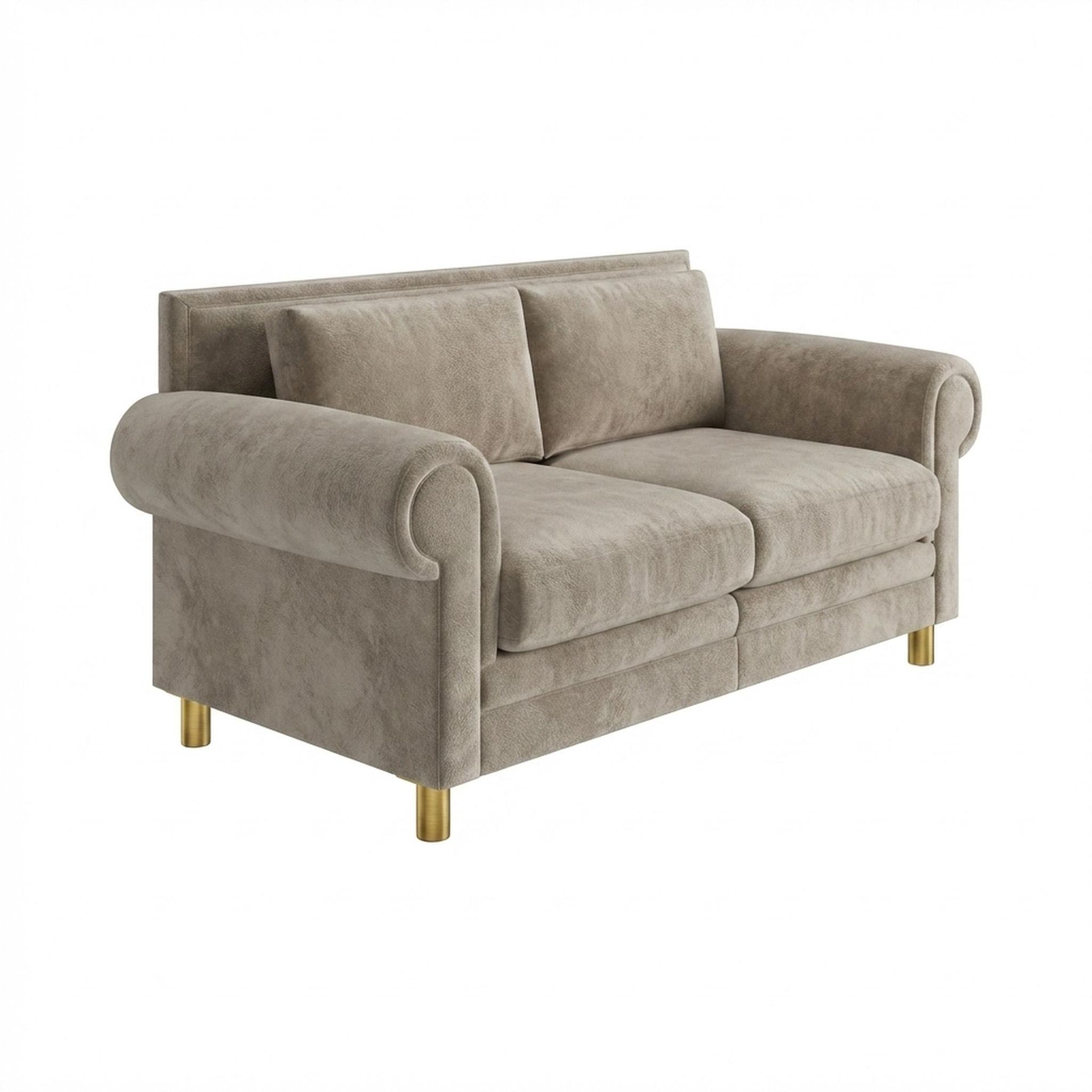 Hayden Home Premium Rome 2 Seater Sofa, PVD Brushed Gold Leg, Essential Bone Upholstery
