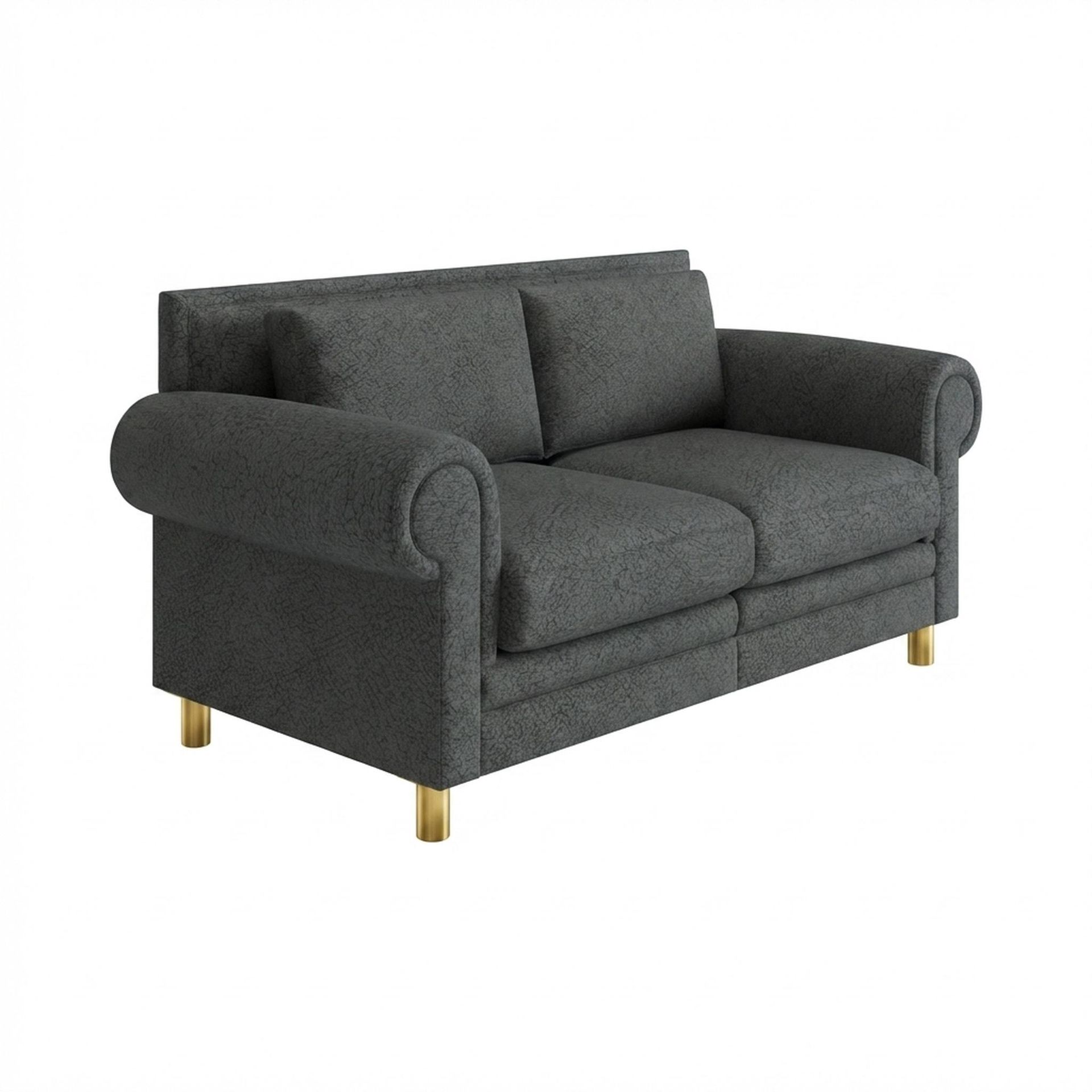 Hayden Home Premium Rome 2 Seater Sofa, PVD Brushed Gold Leg, Essential Frost Upholstery