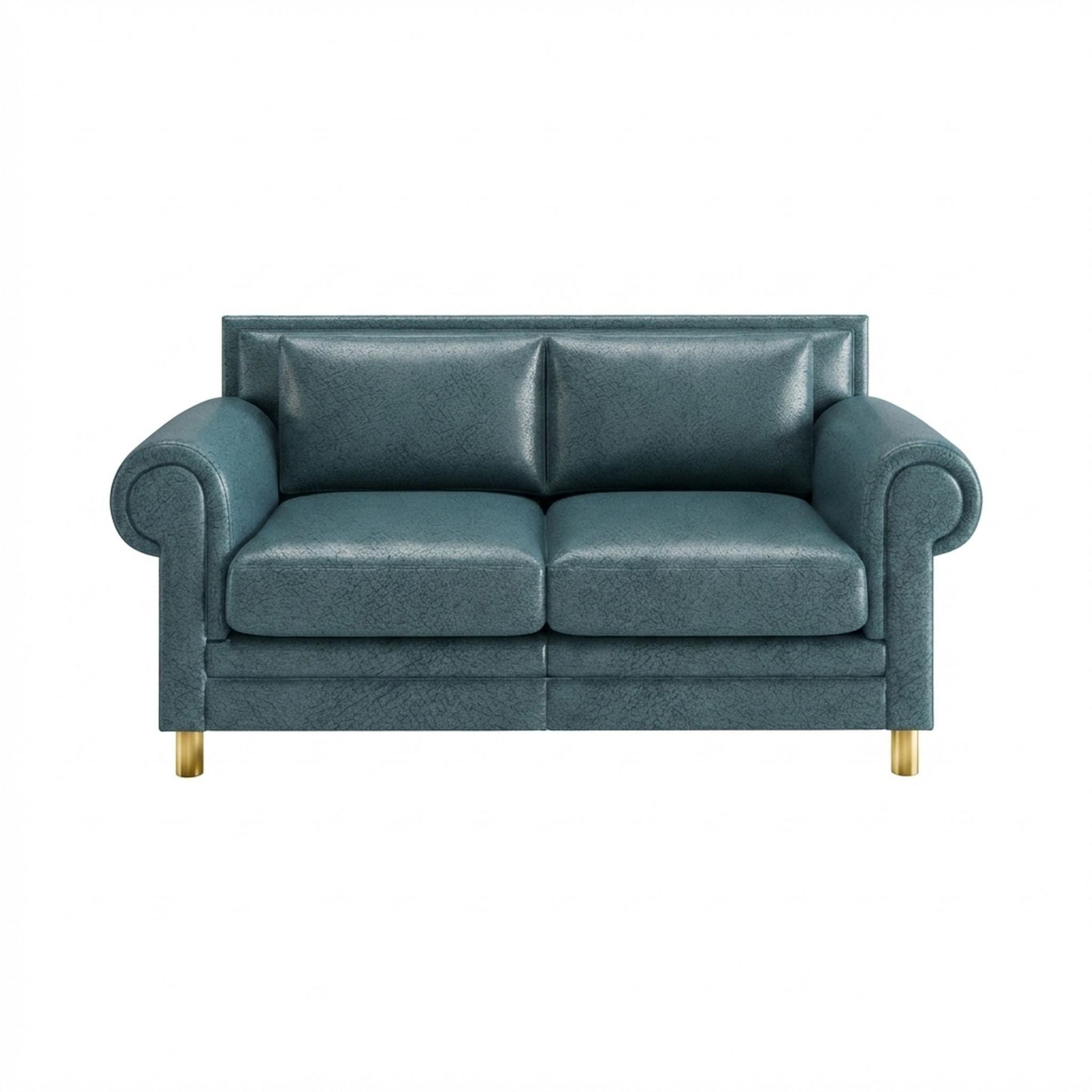 Hayden Home Premium Rome 2 Seater Sofa, PVD Brushed Gold Leg, Essential Teal Mist Upholstery
