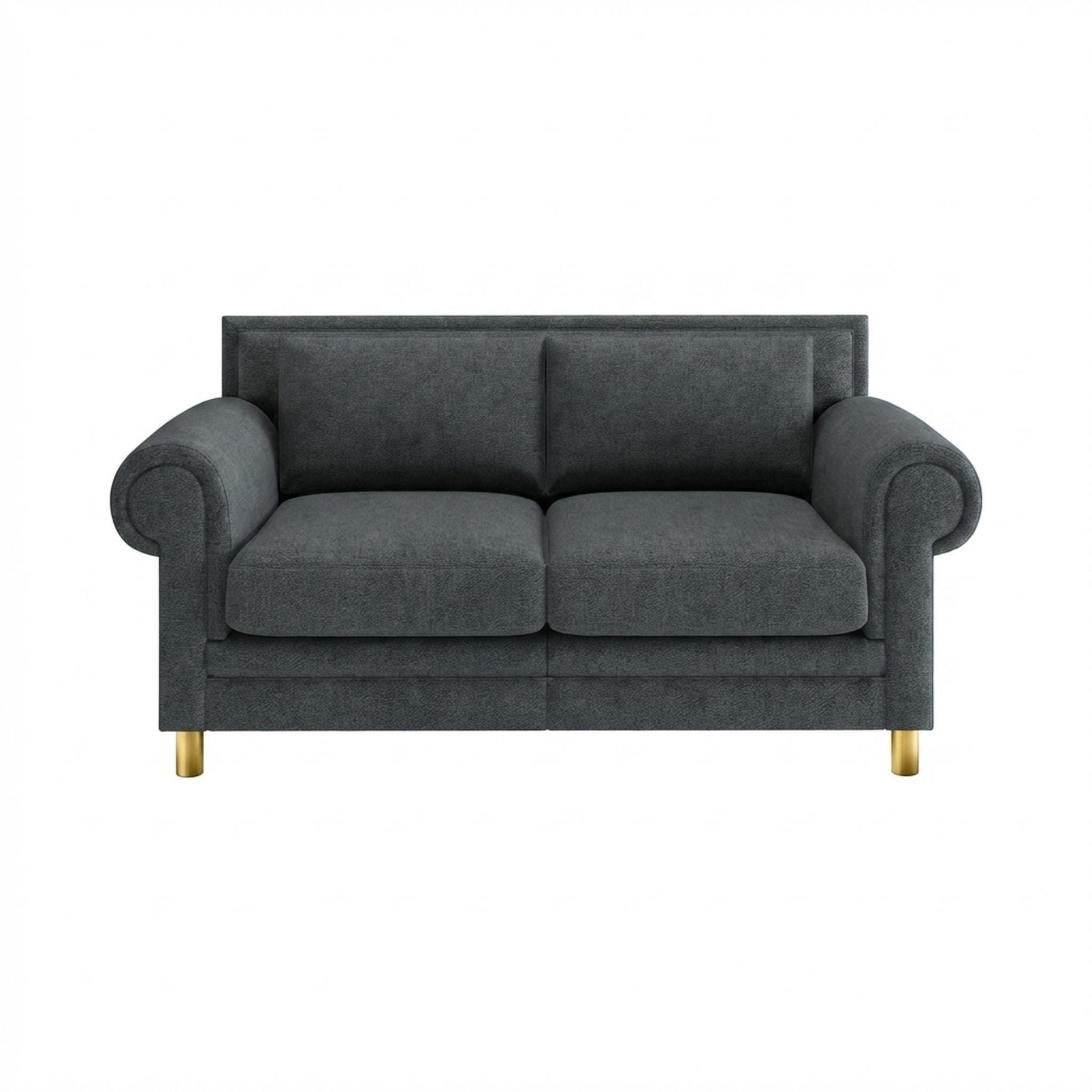 Hayden Home Premium Rome 2 Seater Sofa, PVD Brushed Gold Leg, Premium Fog Grey Upholstery