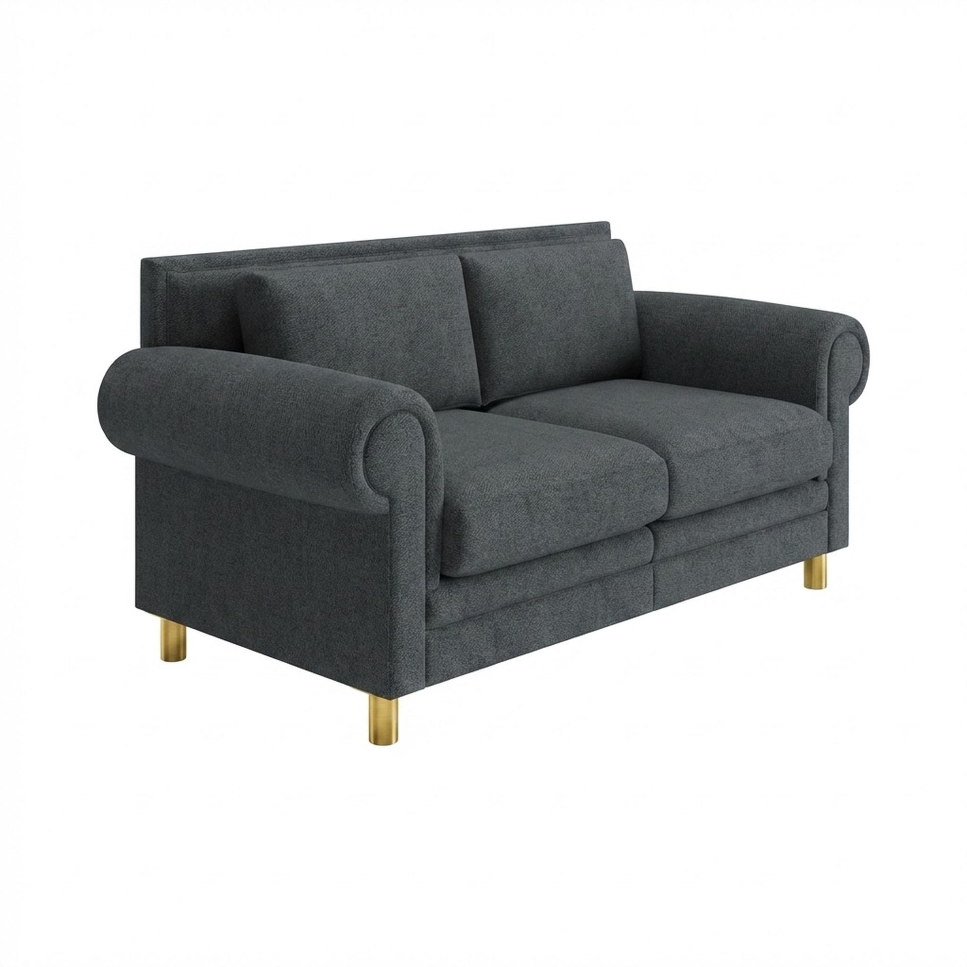 Hayden Home Premium Rome 2 Seater Sofa, PVD Brushed Gold Leg, Premium Fog Grey Upholstery