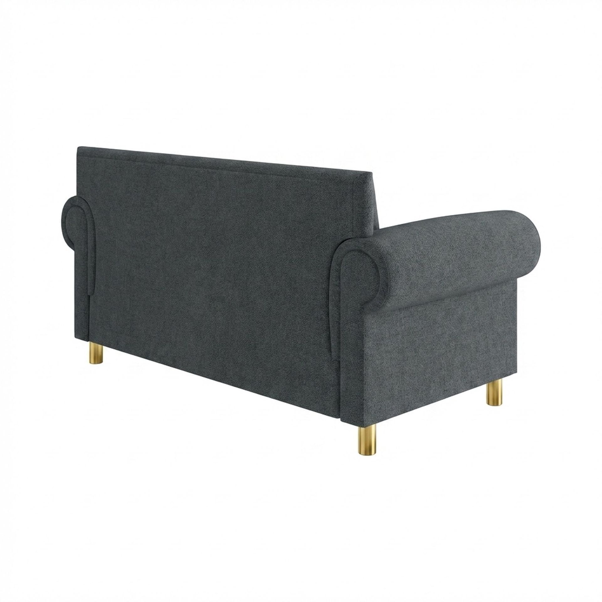 Hayden Home Premium Rome 2 Seater Sofa, PVD Brushed Gold Leg, Premium Fog Grey Upholstery